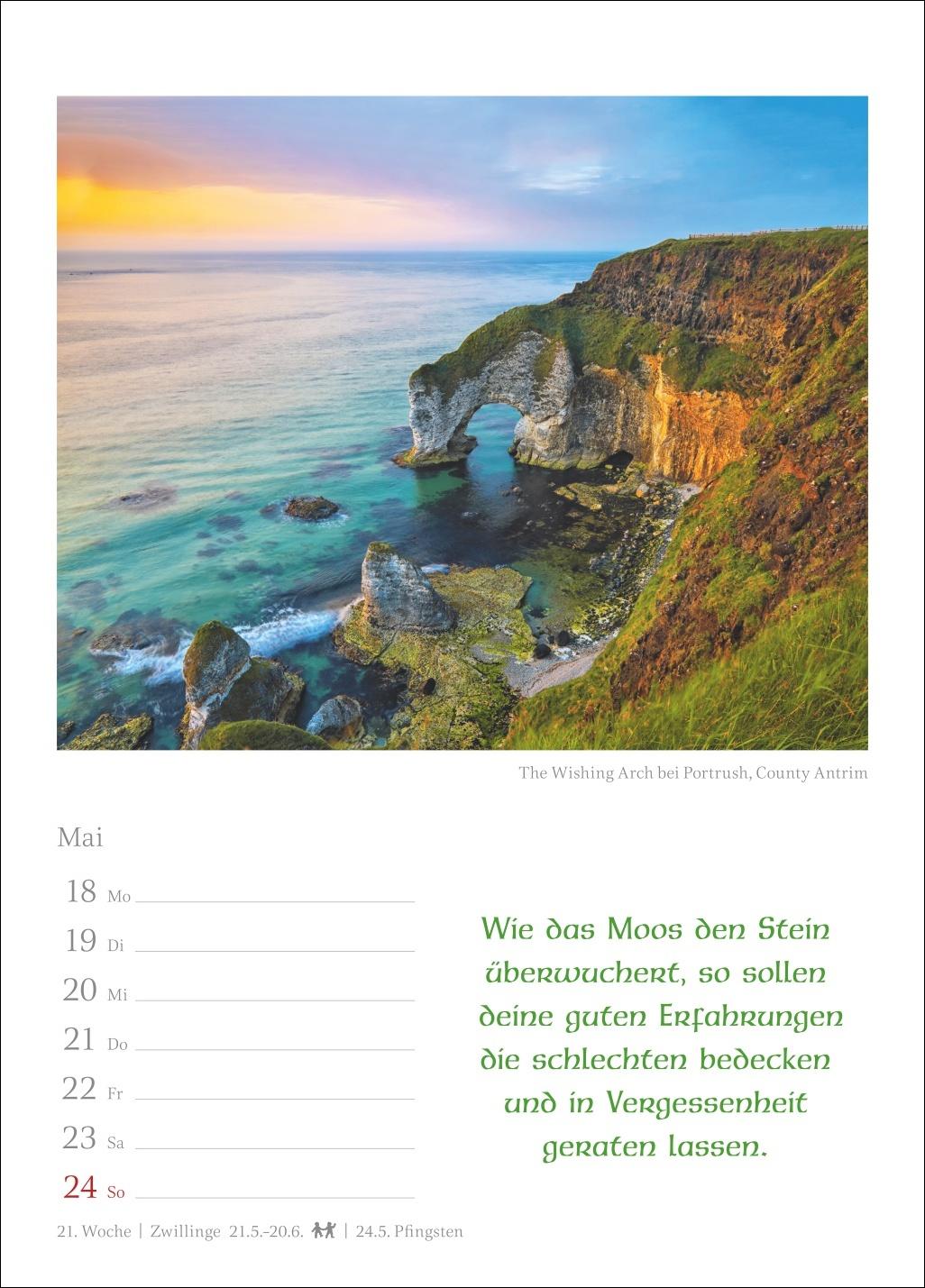 Beispielinhalt (Bild) Irische Segenswünsche Wochenkalender 2026 - mit Zitaten