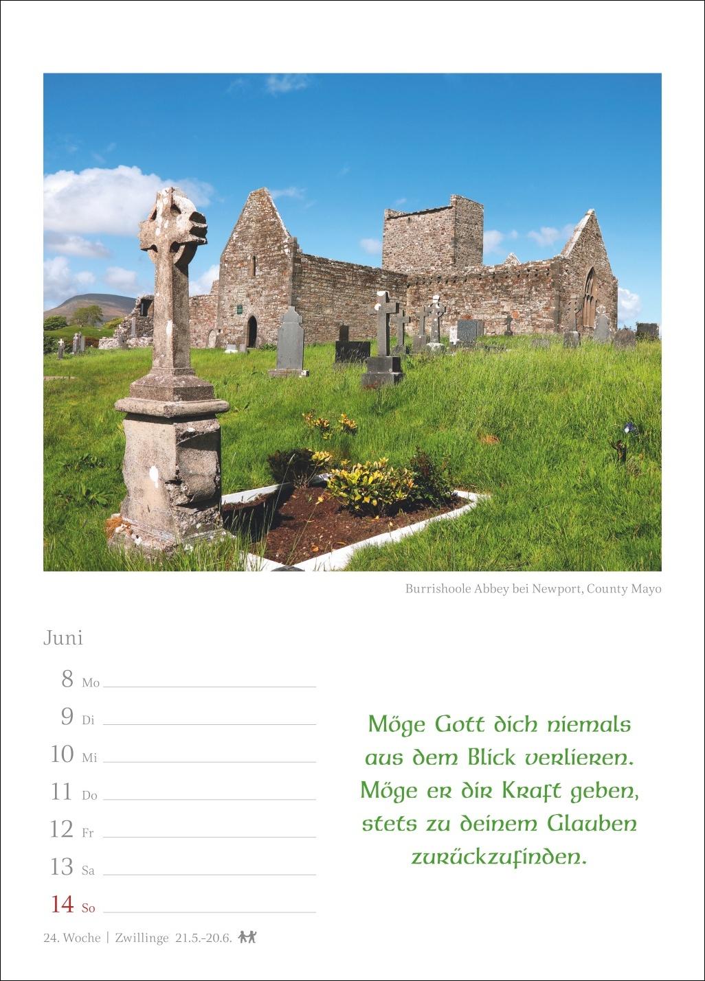 Beispielinhalt (Bild) Irische Segenswünsche Wochenkalender 2026 - mit Zitaten