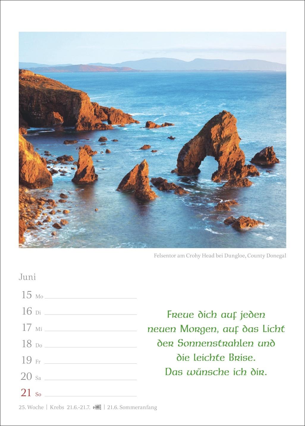 Beispielinhalt (Bild) Irische Segenswünsche Wochenkalender 2026 - mit Zitaten