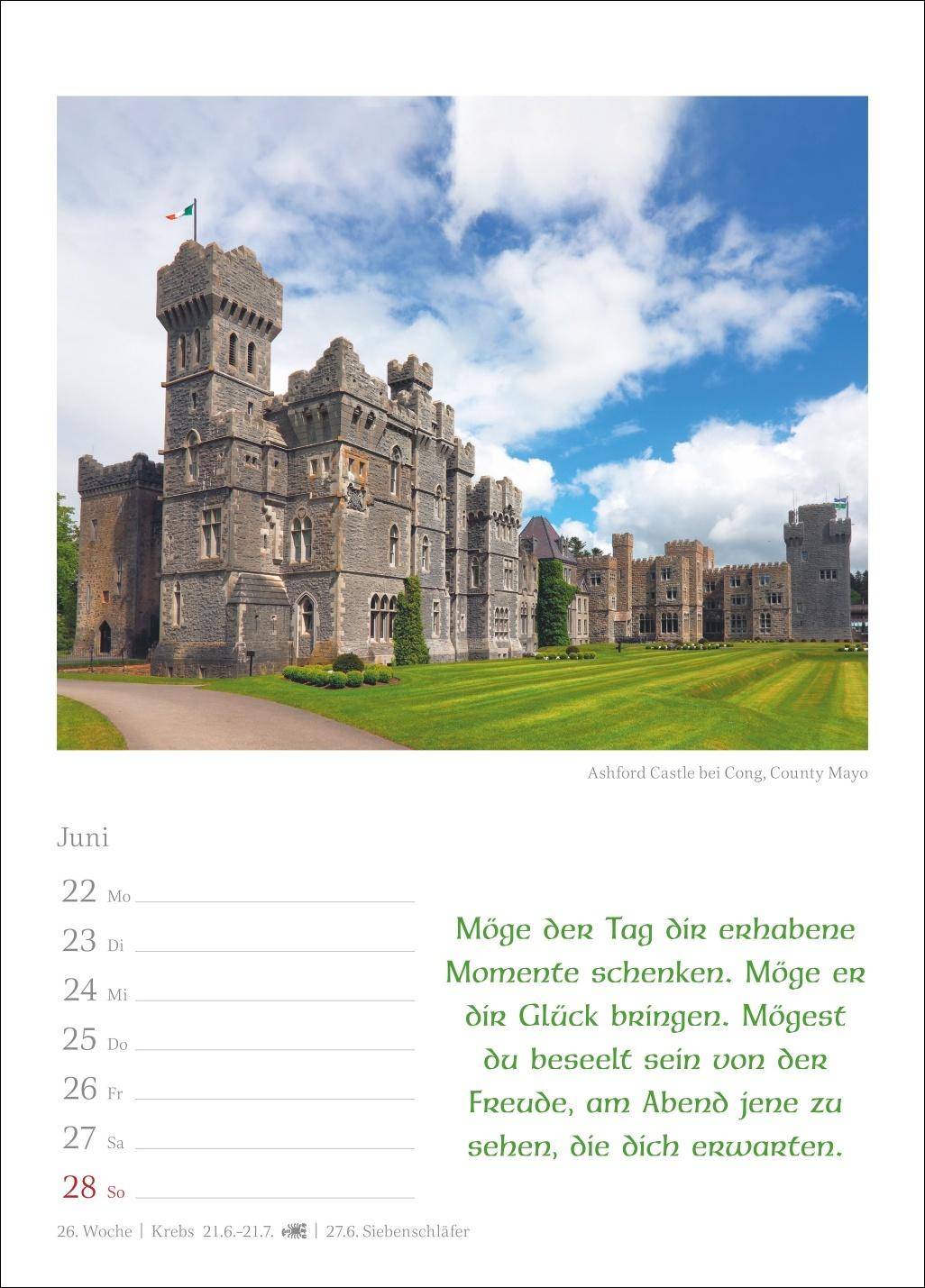 Beispielinhalt (Bild) Irische Segenswünsche Wochenkalender 2026 - mit Zitaten