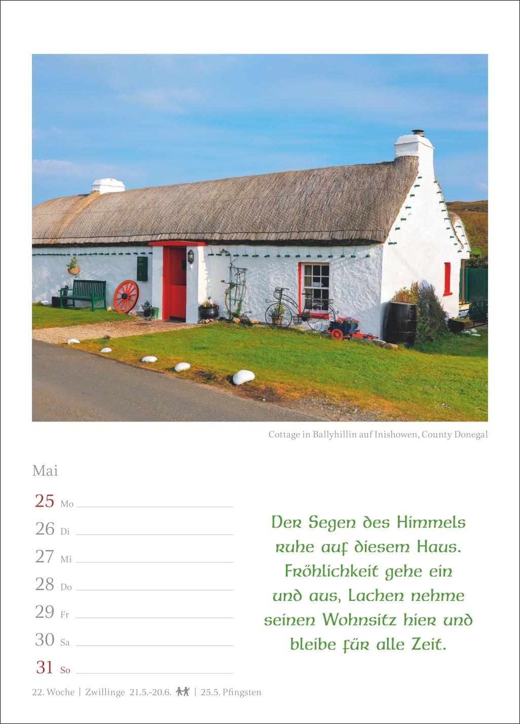 Beispielinhalt (Bild) Irische Segenswünsche Wochenkalender 2026 - mit Zitaten
