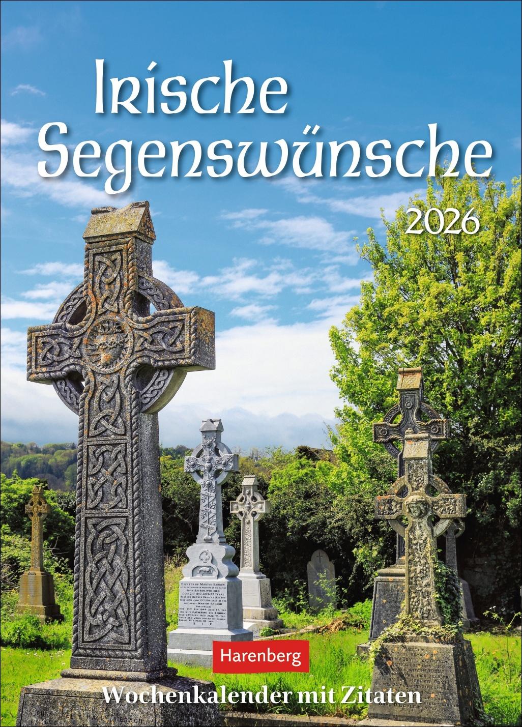 Vorderes Coverbild Irische Segenswünsche Wochenkalender 2026 - mit Zitaten