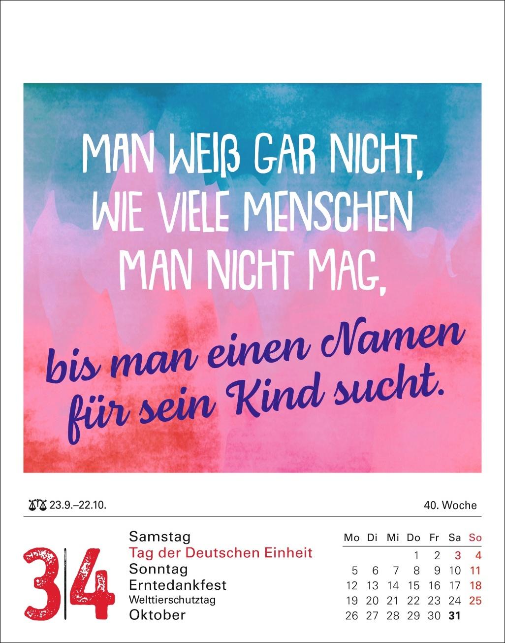 Beispielinhalt (Bild) Lange Rede kurzer Gin Tagesabreißkalender 2026 - Der Sprüche-Kalender