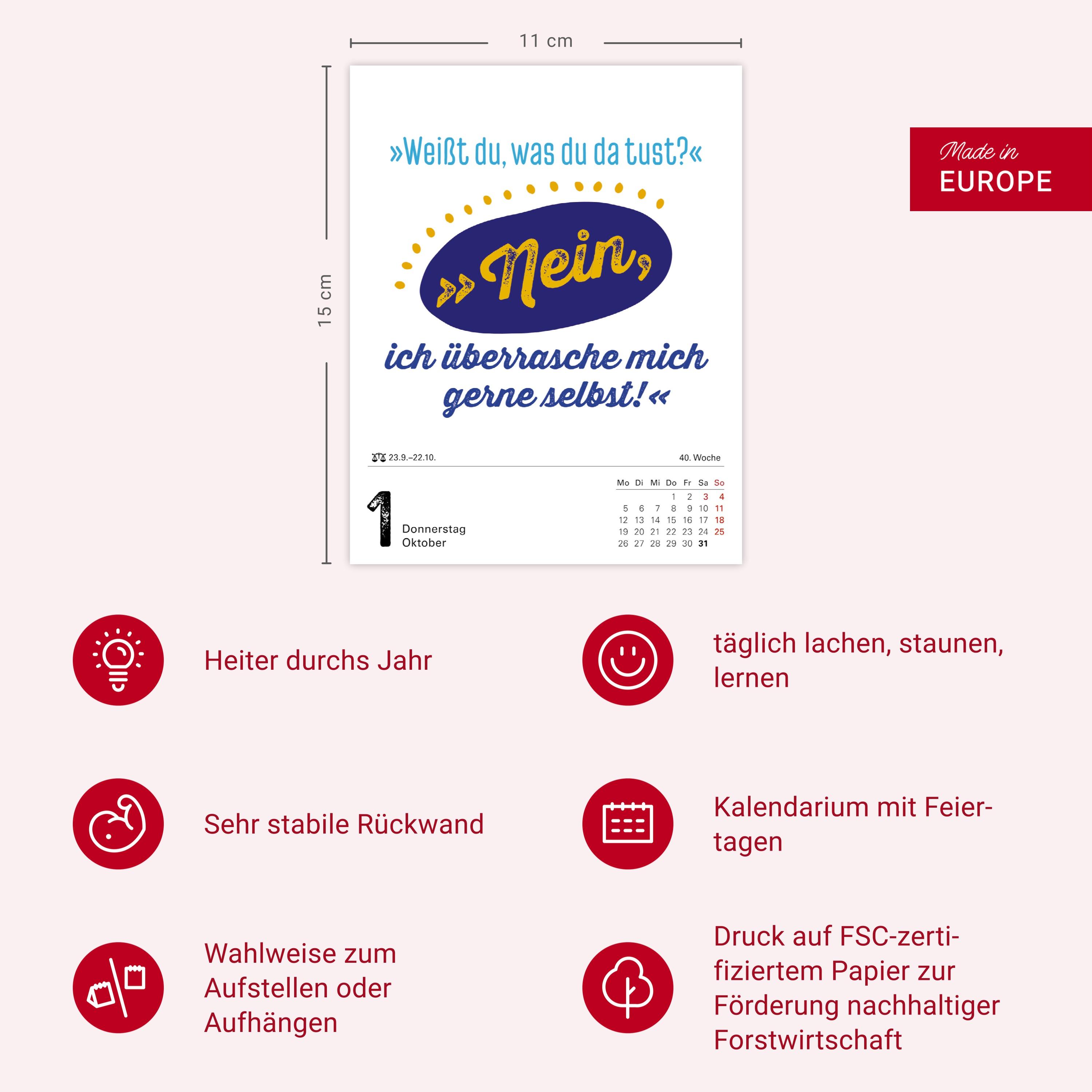 Beispielinhalt (Bild) Lange Rede kurzer Gin Tagesabreißkalender 2026 - Der Sprüche-Kalender