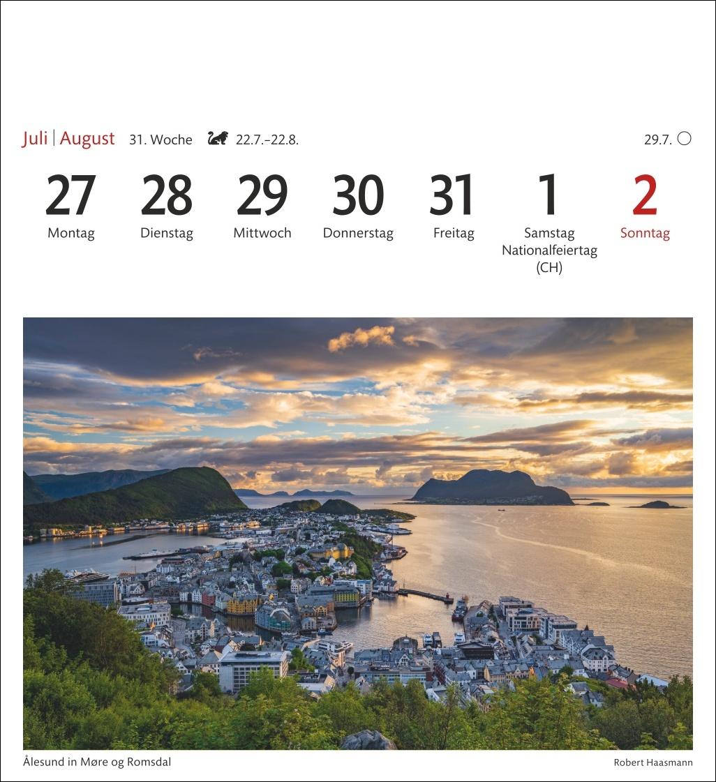 Beispielinhalt (Bild) Norwegen Sehnsuchtskalender 2026 - Wochenkalender mit 53 Postkarten
