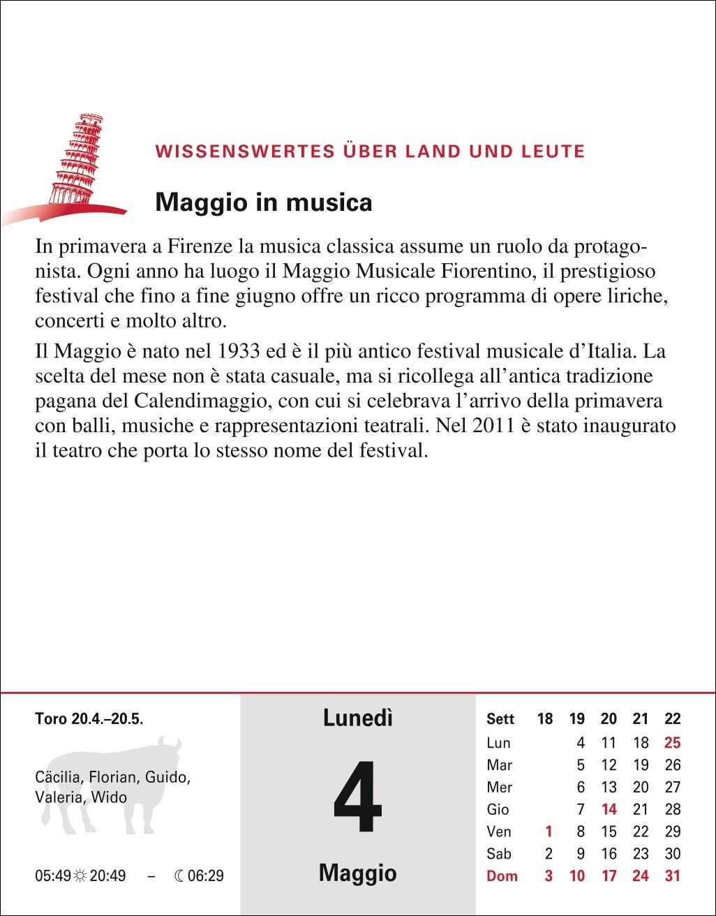 Beispielinhalt (Bild) Italienisch Sprachkalender 2026 - Italienisch lernen leicht gemacht - Tagesabreißkalender