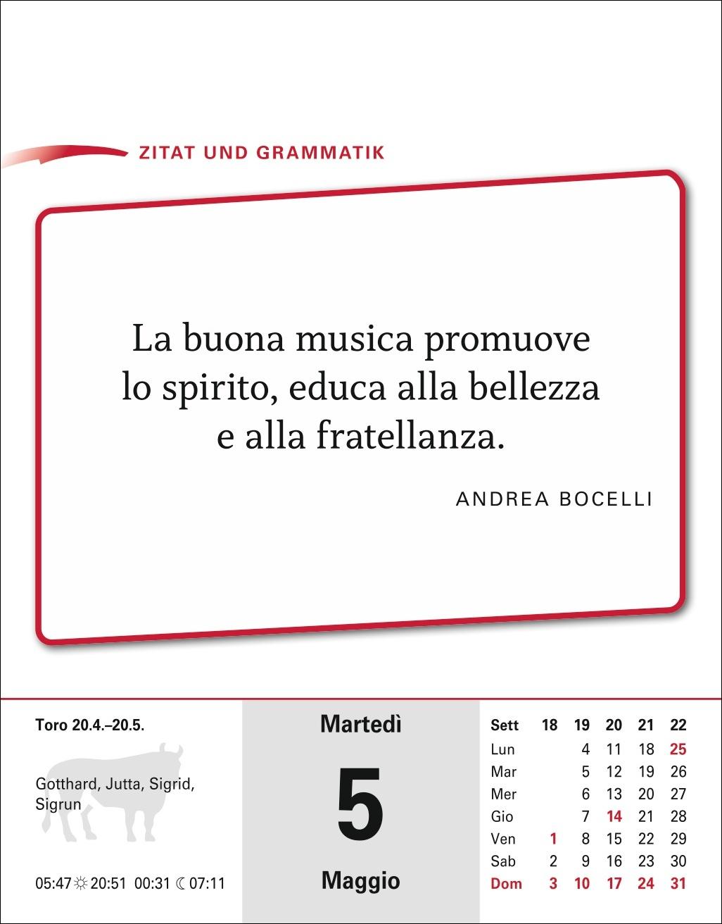 Beispielinhalt (Bild) Italienisch Sprachkalender 2026 - Italienisch lernen leicht gemacht - Tagesabreißkalender