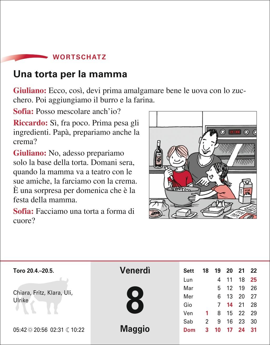 Beispielinhalt (Bild) Italienisch Sprachkalender 2026 - Italienisch lernen leicht gemacht - Tagesabreißkalender