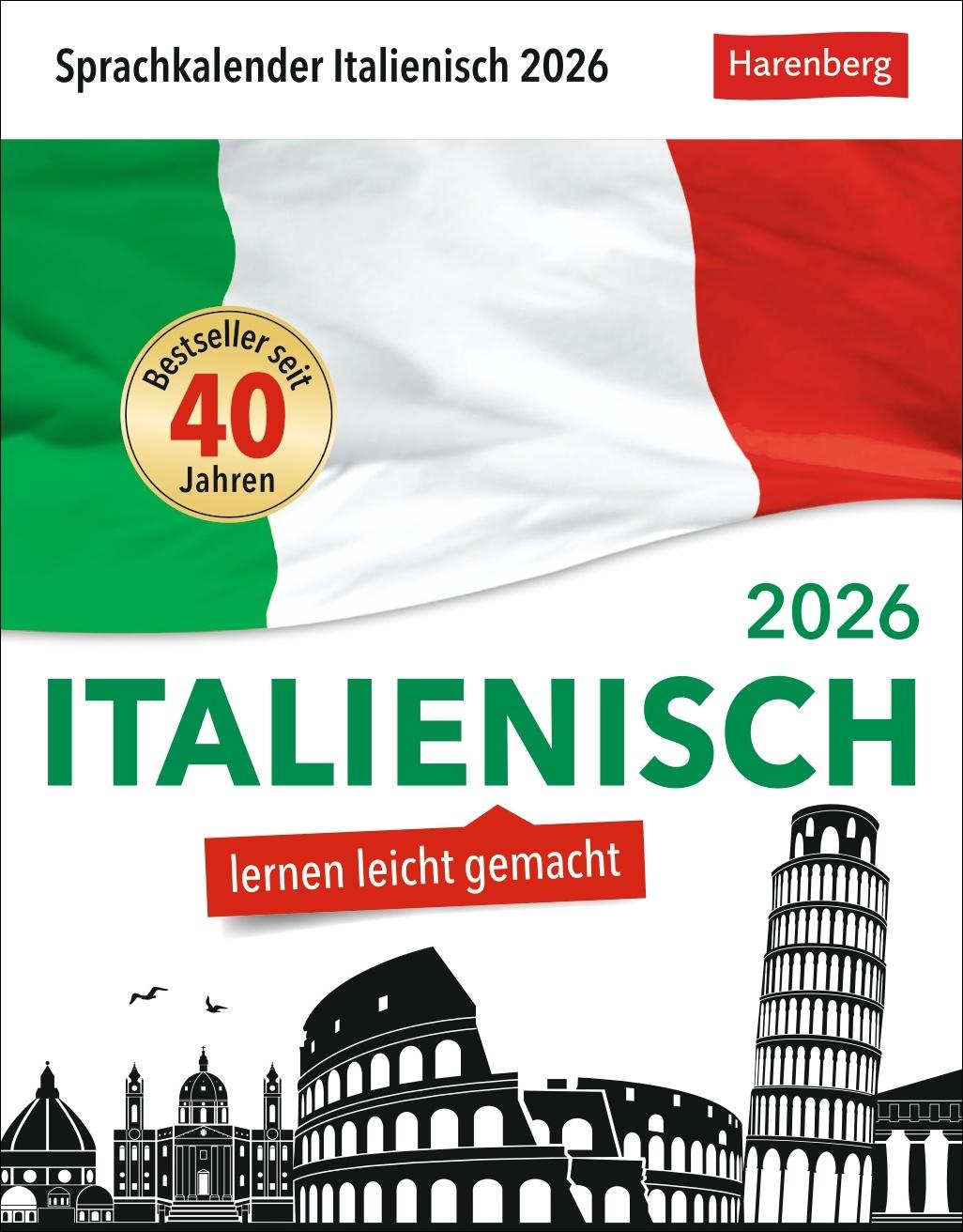 Vorderes Coverbild Italienisch Sprachkalender 2026 - Italienisch lernen leicht gemacht - Tagesabreißkalender