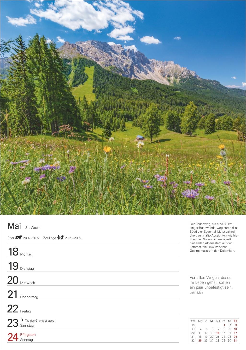 Beispielinhalt (Bild) Berge Wochenplaner 2026 - 53 faszinierende Fotografien