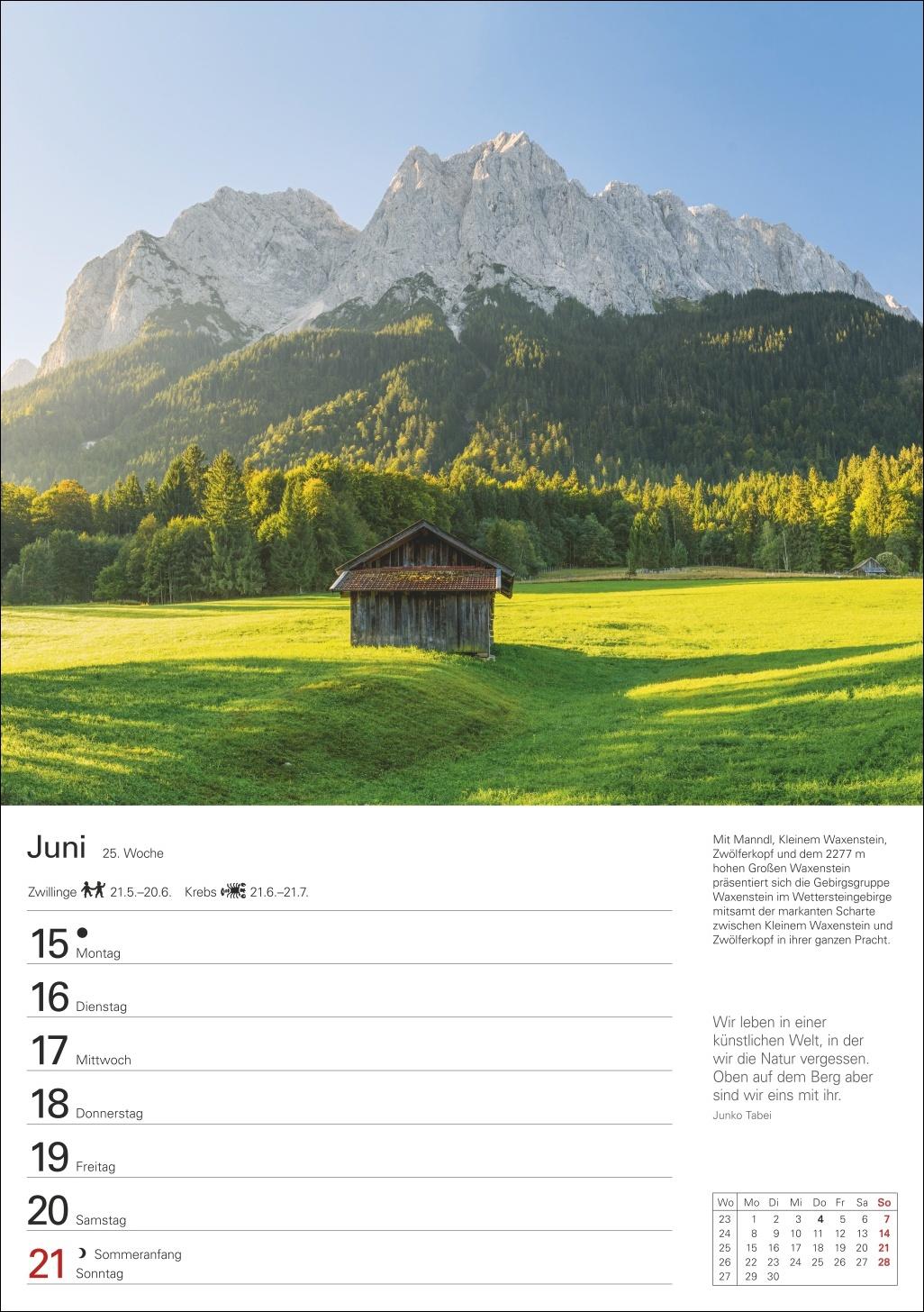 Beispielinhalt (Bild) Berge Wochenplaner 2026 - 53 faszinierende Fotografien