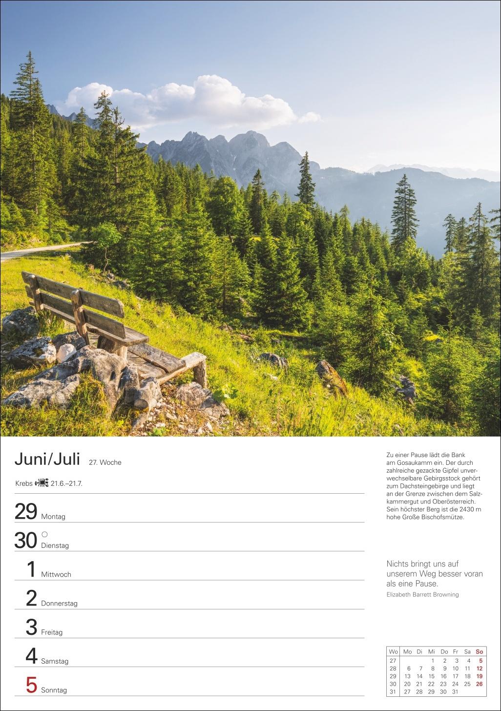 Beispielinhalt (Bild) Berge Wochenplaner 2026 - 53 faszinierende Fotografien