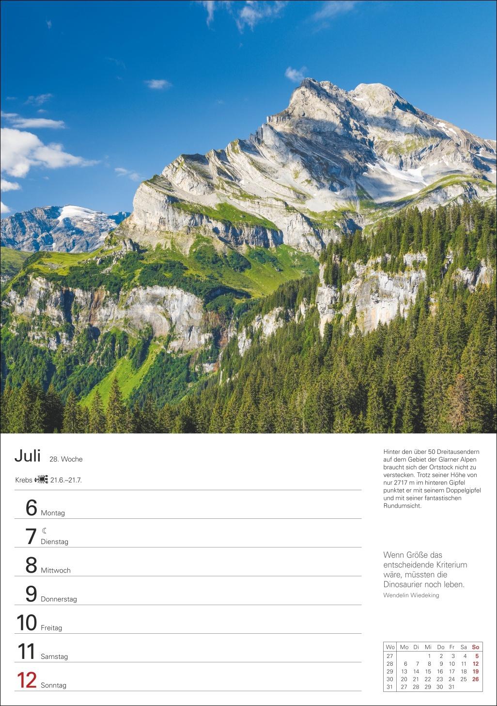 Beispielinhalt (Bild) Berge Wochenplaner 2026 - 53 faszinierende Fotografien
