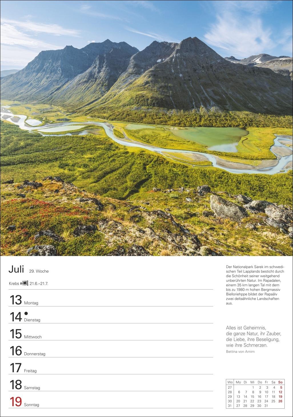 Beispielinhalt (Bild) Berge Wochenplaner 2026 - 53 faszinierende Fotografien