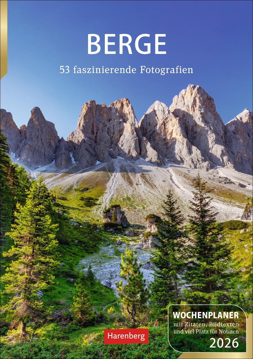 Vorderes Coverbild Berge Wochenplaner 2026 - 53 faszinierende Fotografien