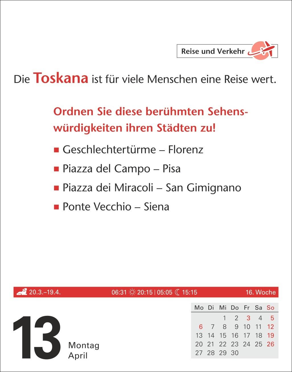 Beispielinhalt (Bild) Duden Allgemeinbildung Tagesabreißkalender 2026 - Wissen und Quizzen