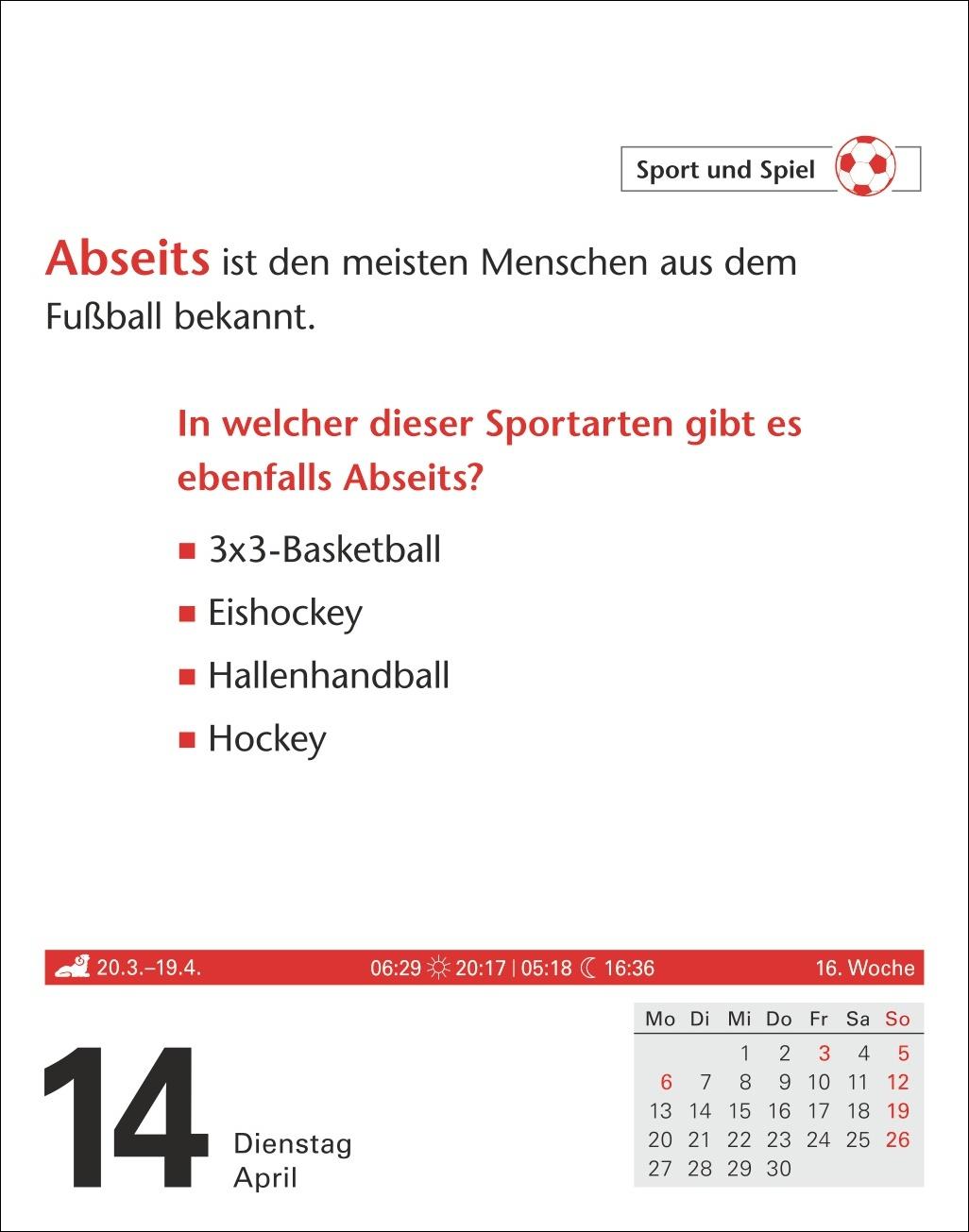 Beispielinhalt (Bild) Duden Allgemeinbildung Tagesabreißkalender 2026 - Wissen und Quizzen