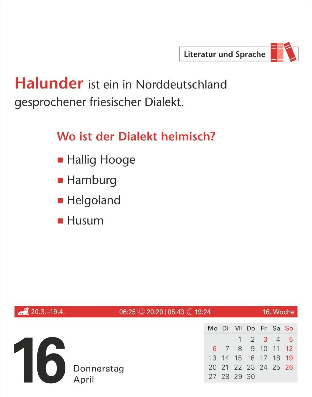 Beispielinhalt (Bild) Duden Allgemeinbildung Tagesabreißkalender 2026 - Wissen und Quizzen