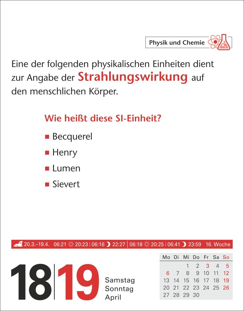 Beispielinhalt (Bild) Duden Allgemeinbildung Tagesabreißkalender 2026 - Wissen und Quizzen