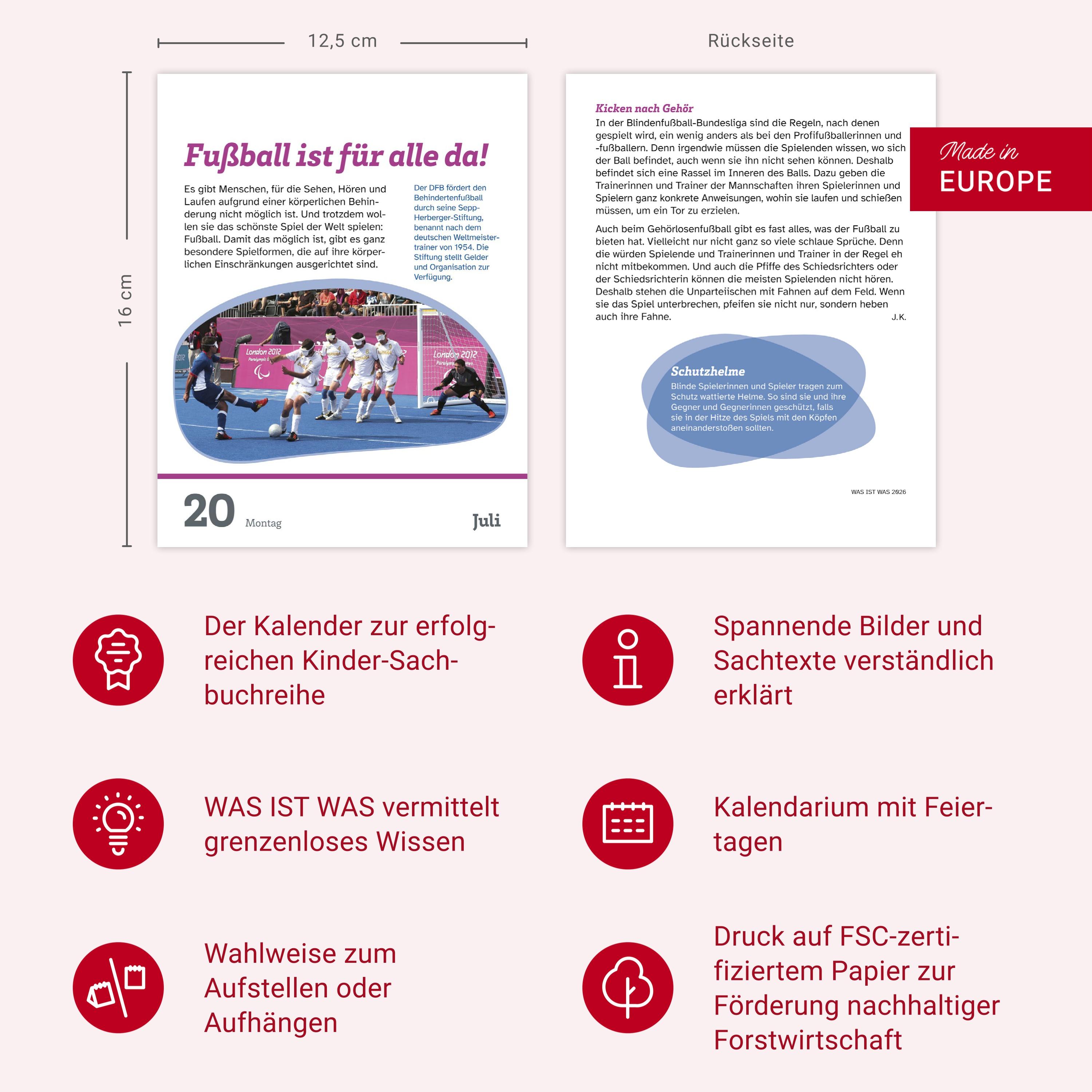 Beispielinhalt (Bild) WAS IST WAS Der Kalender Tagesabreißkalender 2026 - Kinderkalender