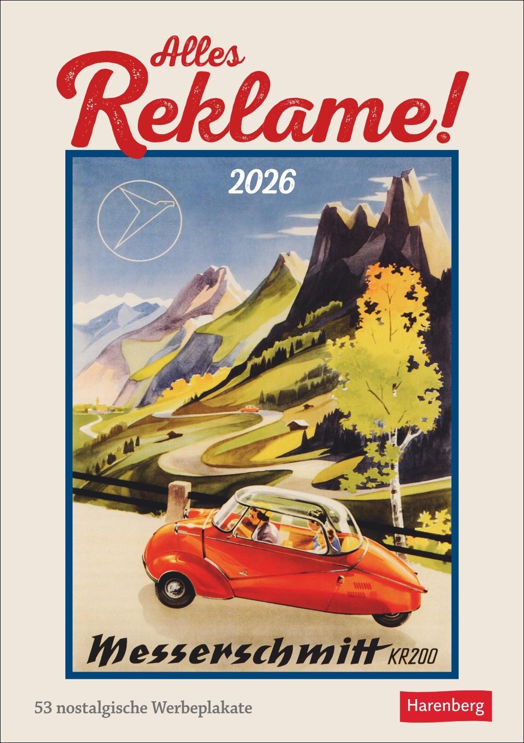 Vorderes Coverbild Alles Reklame! Wochen-Kulturkalender 2026 - 53 nostalgische Werbeplakate