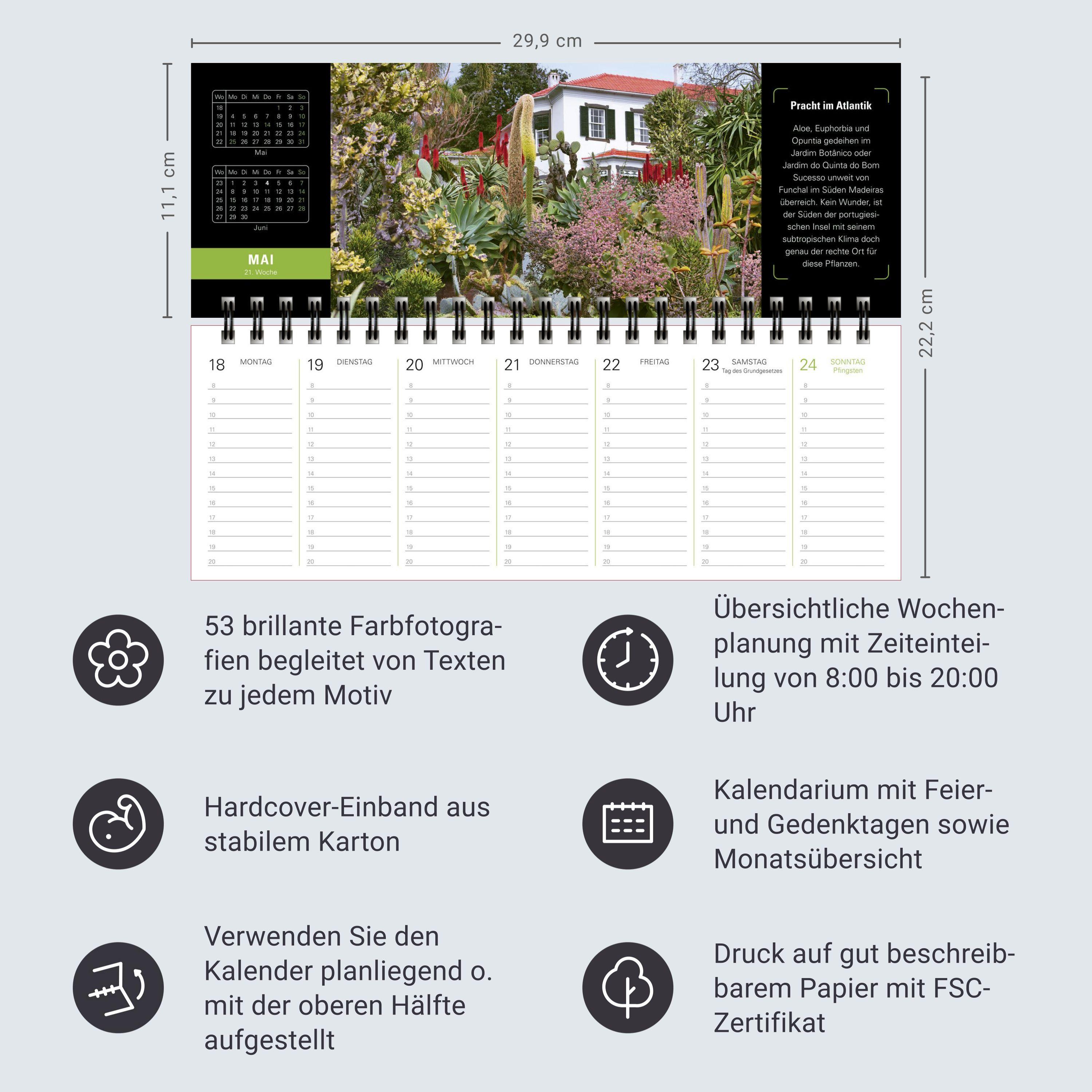 Beispielinhalt (Bild) Die Welt der Gärten Premium-Tischplaner 2026 - Wochenkalender mit 53 Fotografien
