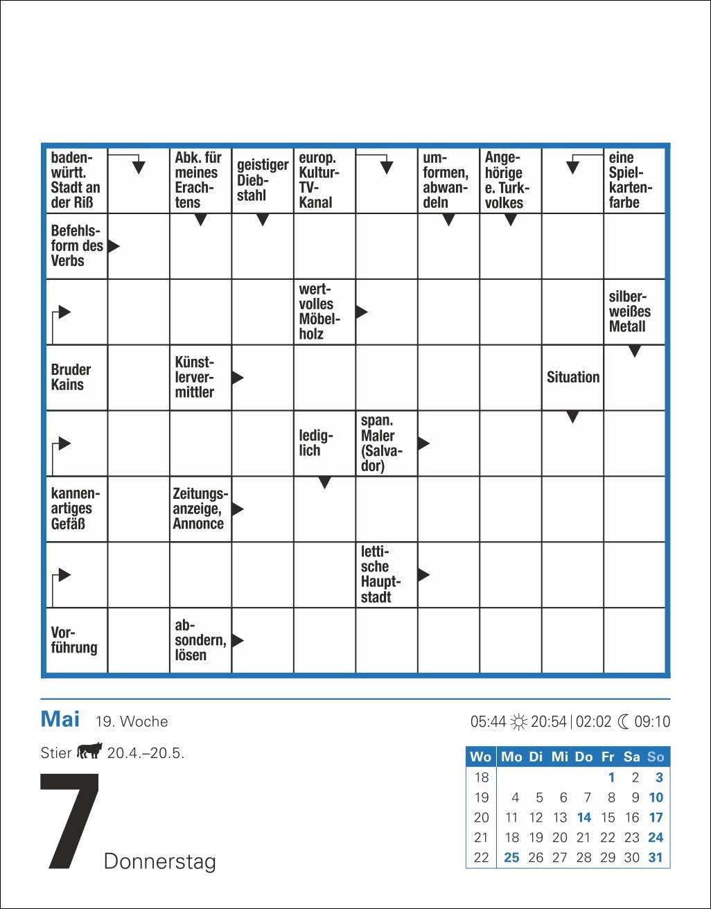 Beispielinhalt (Bild) Kreuzworträtsel Tagesabreißkalender 2026