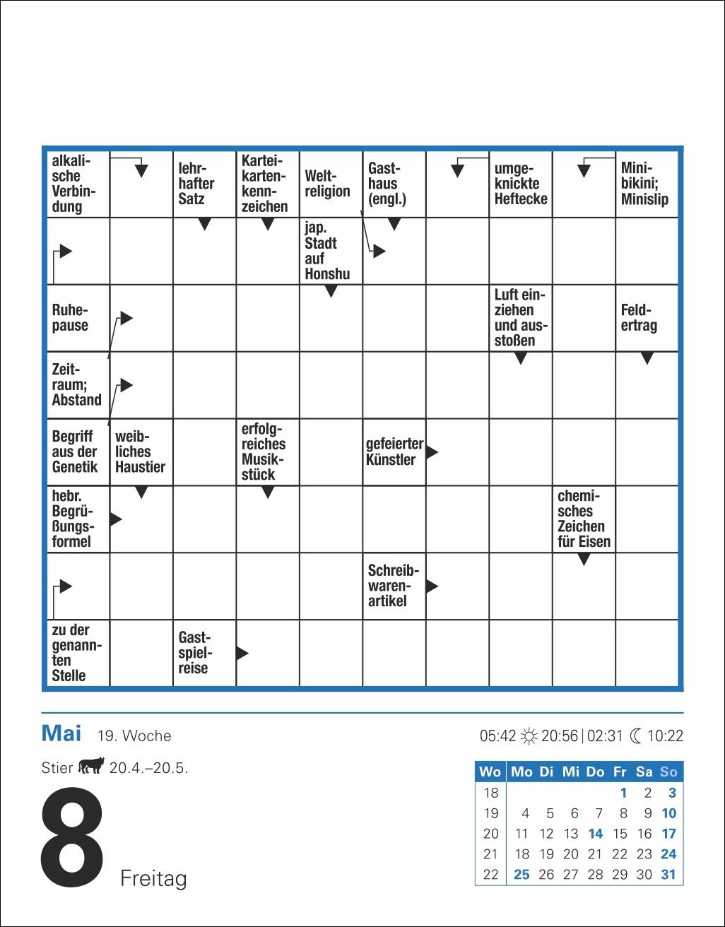 Beispielinhalt (Bild) Kreuzworträtsel Tagesabreißkalender 2026