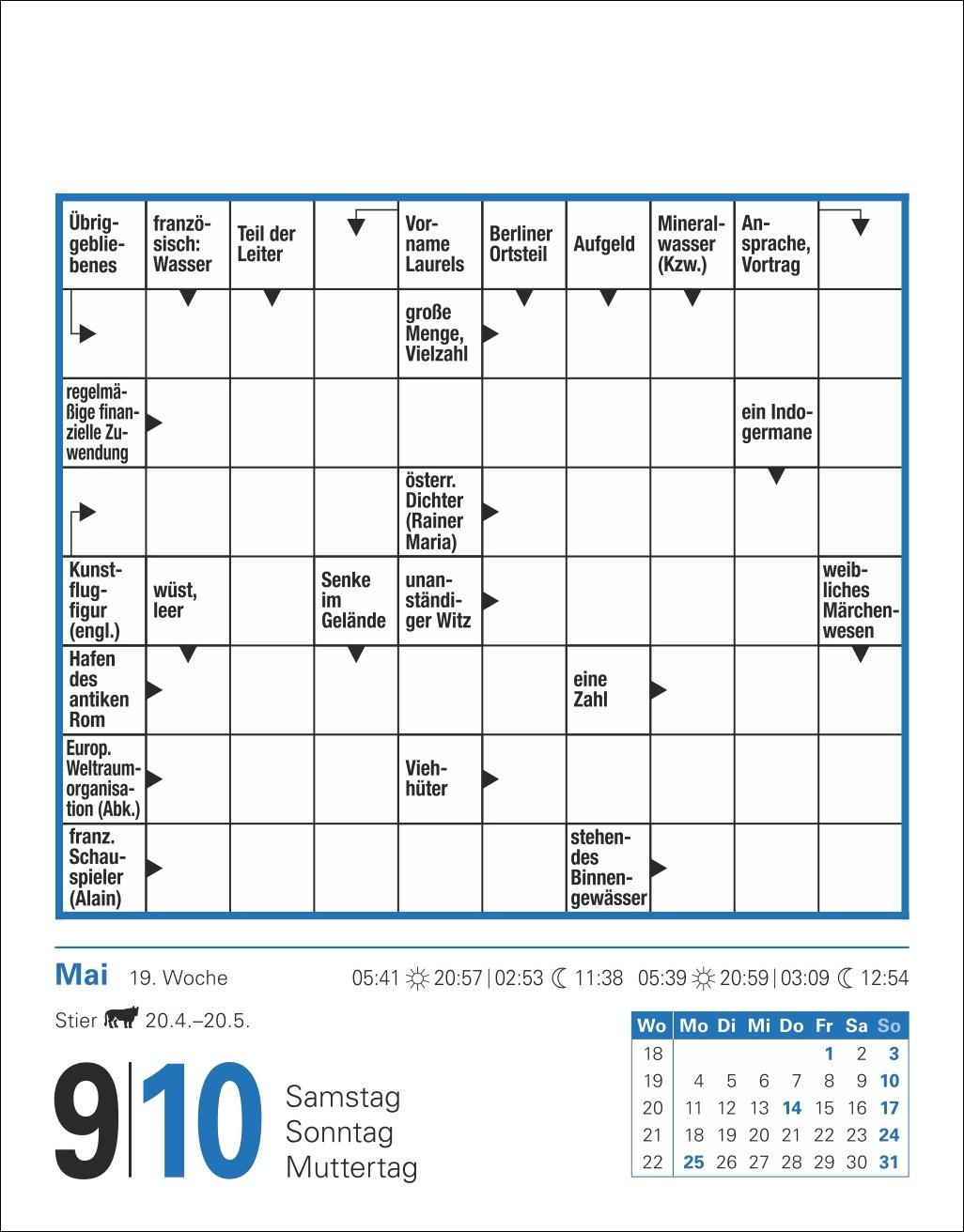 Beispielinhalt (Bild) Kreuzworträtsel Tagesabreißkalender 2026