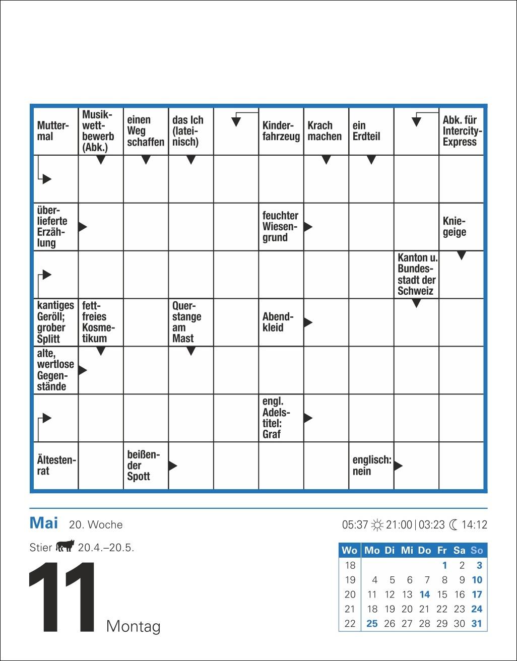 Beispielinhalt (Bild) Kreuzworträtsel Tagesabreißkalender 2026