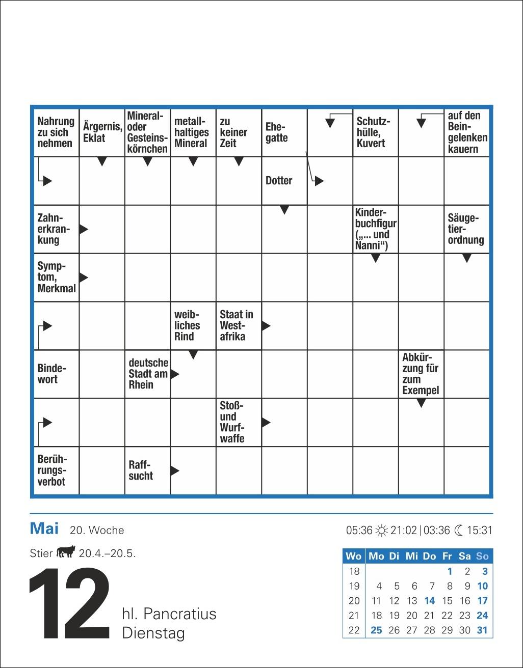 Beispielinhalt (Bild) Kreuzworträtsel Tagesabreißkalender 2026