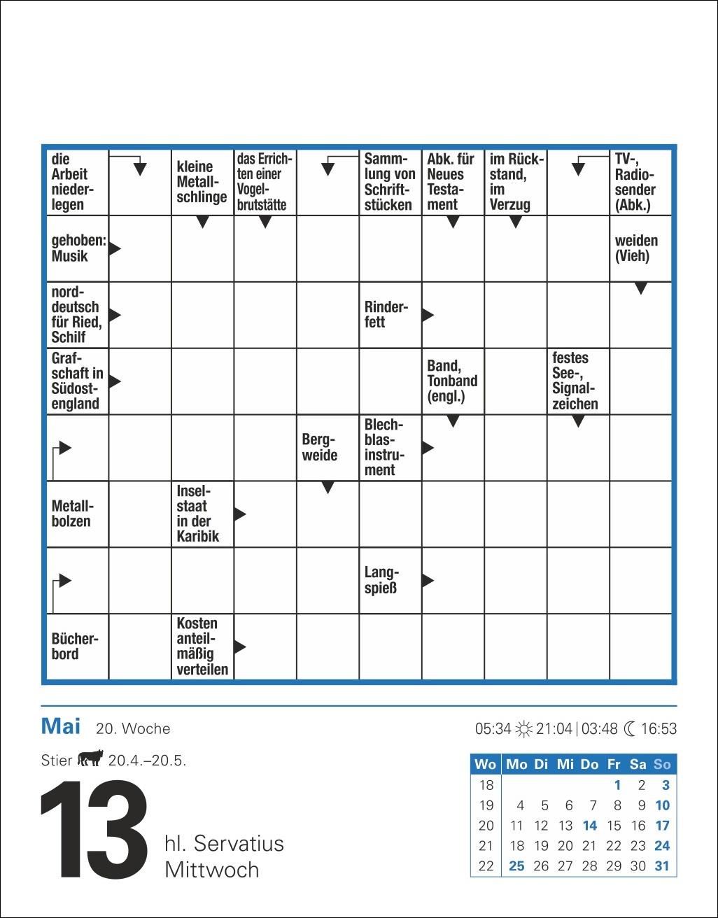 Beispielinhalt (Bild) Kreuzworträtsel Tagesabreißkalender 2026