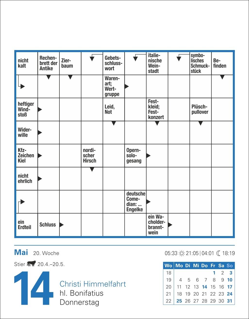 Beispielinhalt (Bild) Kreuzworträtsel Tagesabreißkalender 2026
