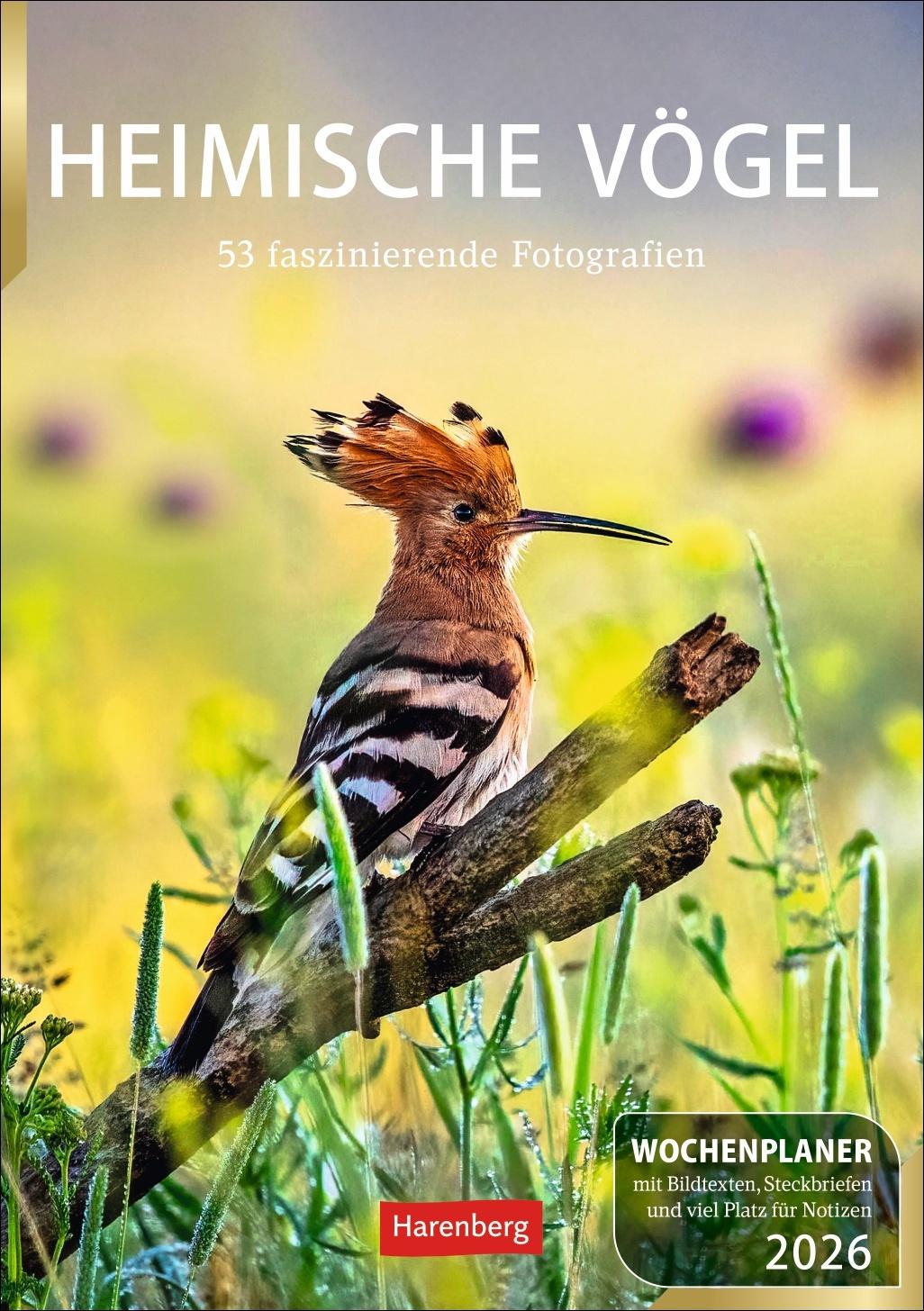 Vorderes Coverbild Heimische Vögel Wochenplaner 2026 - 53 faszinierende Fotografien