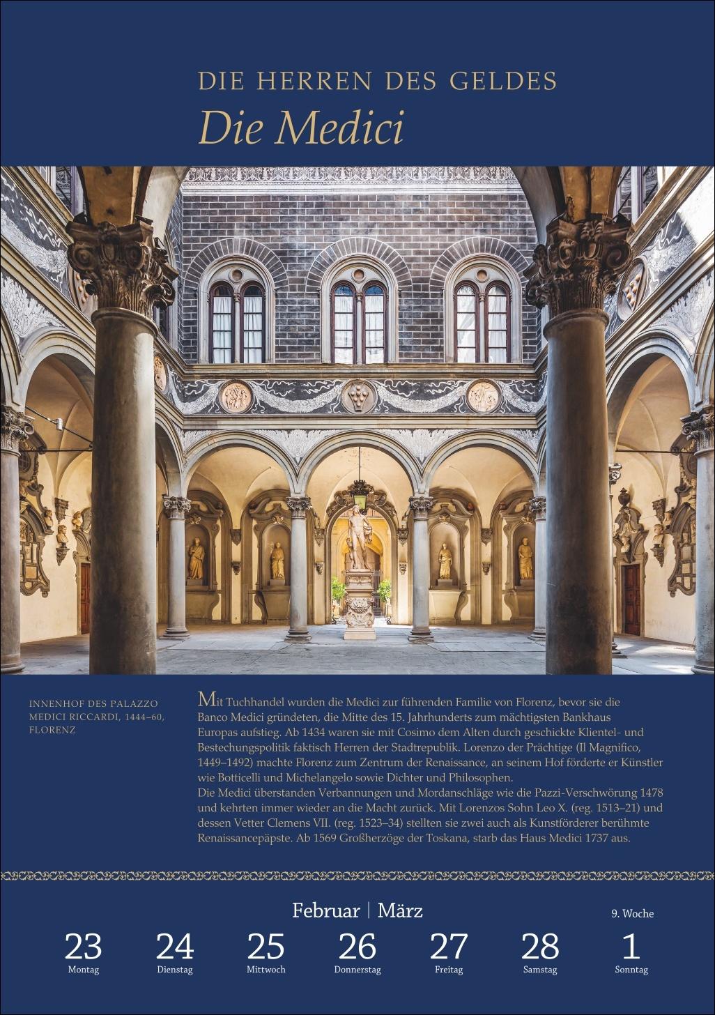 Beispielinhalt (Bild) SPIEGEL GESCHICHTE Die Renaissance Wochenkalender 2026 - Geburt der Neuzeit