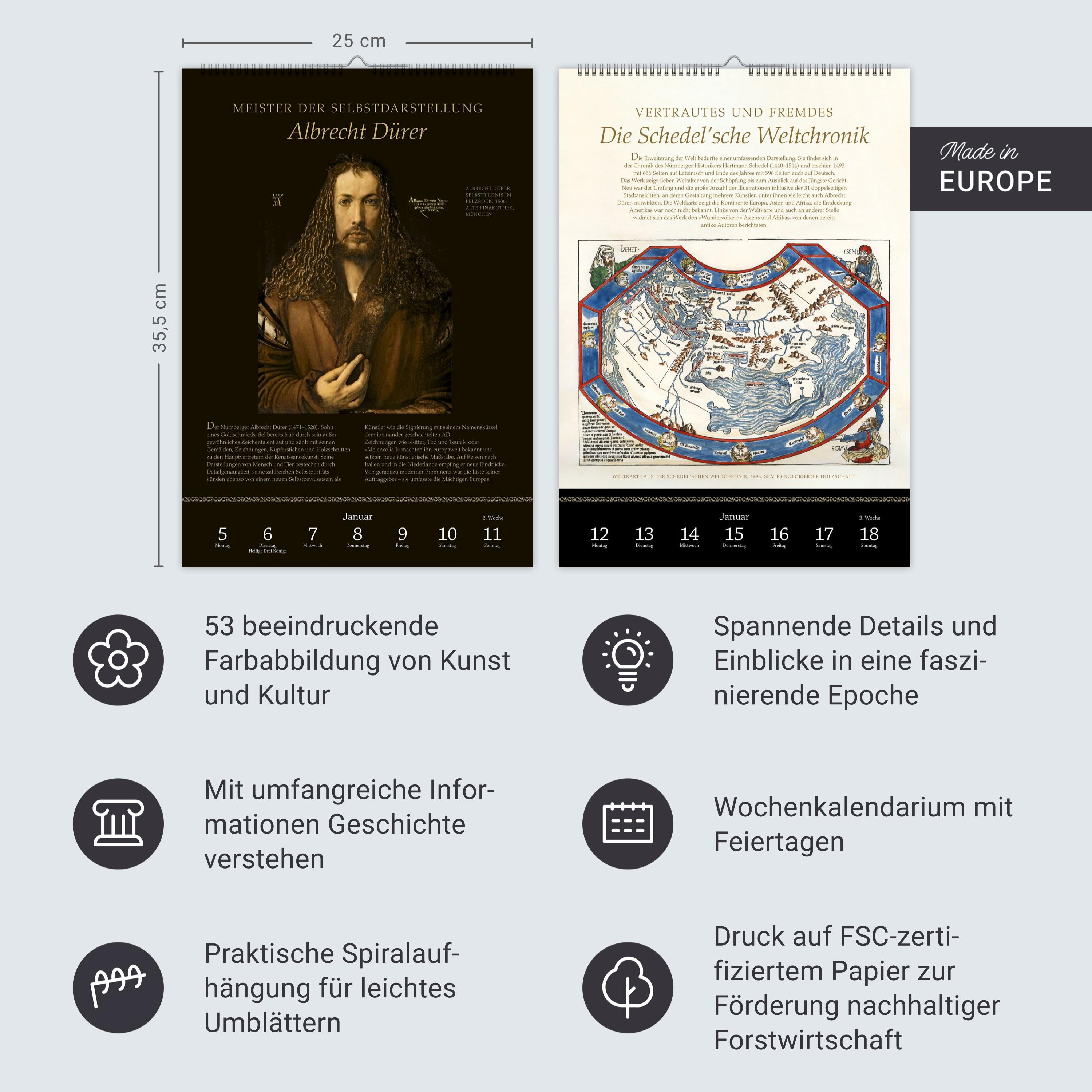 Beispielinhalt (Bild) SPIEGEL GESCHICHTE Die Renaissance Wochenkalender 2026 - Geburt der Neuzeit