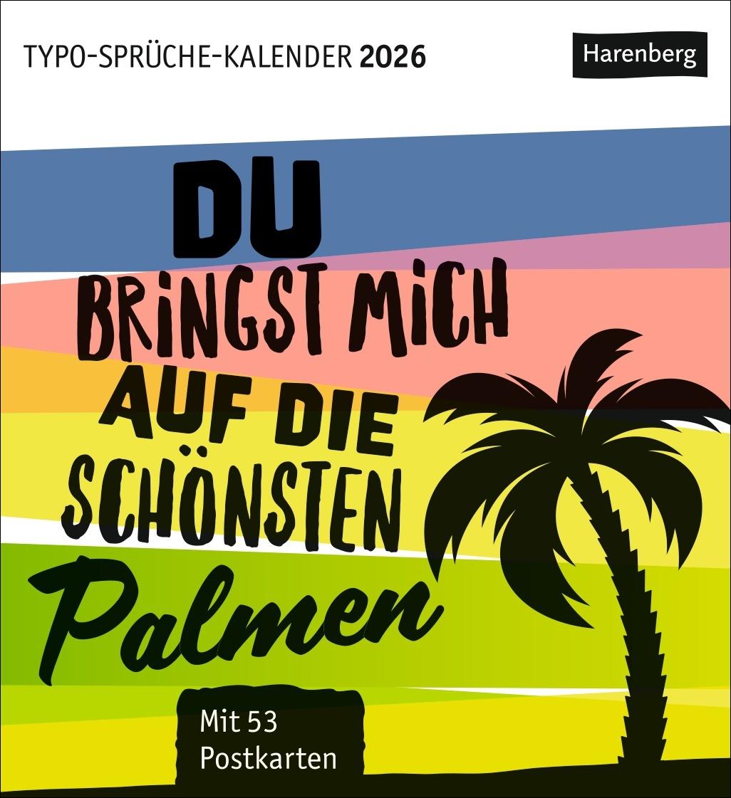 Vorderes Coverbild Typo-Sprüche-Kalender Postkartenkalender 2026 - Mit 53 Postkarten