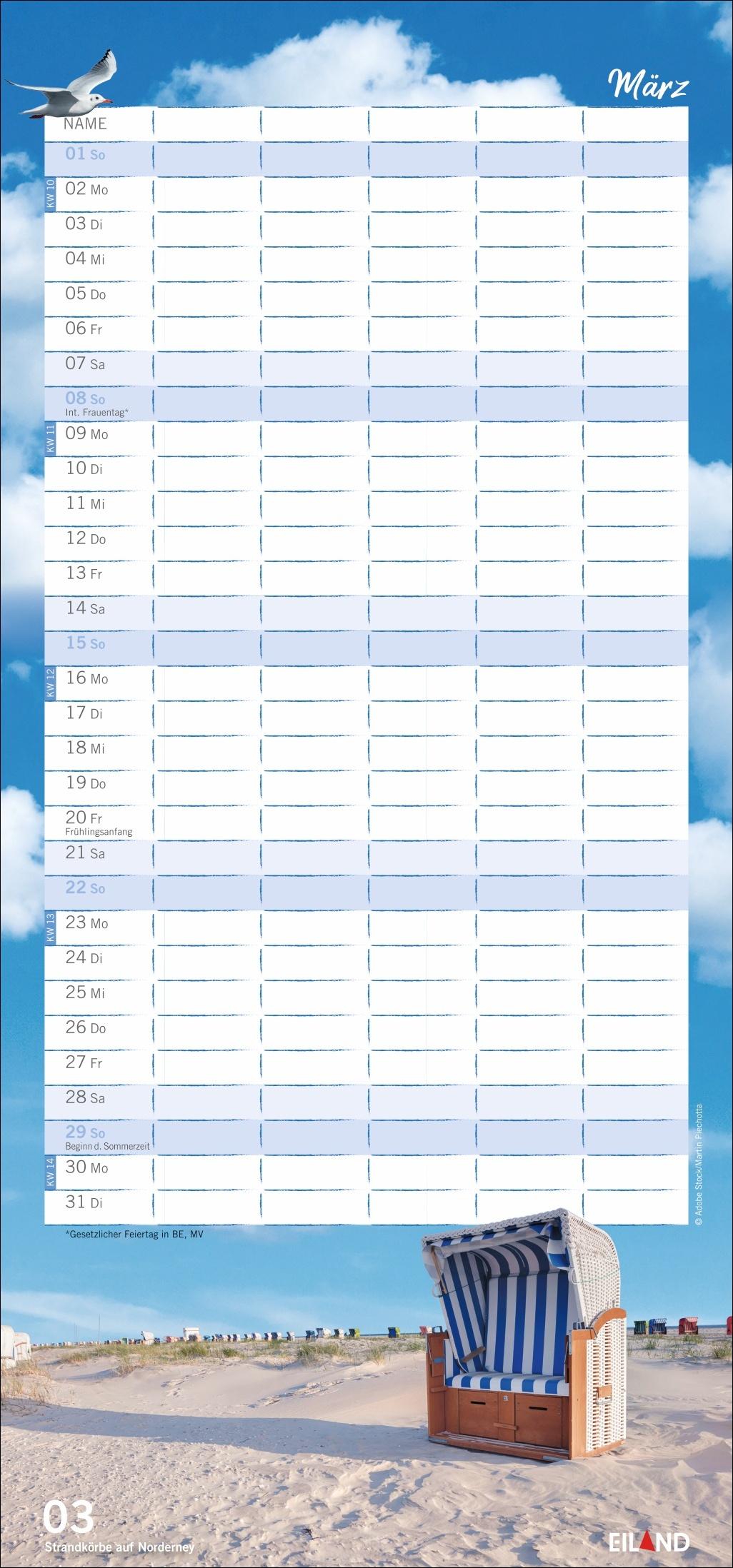 Beispielinhalt (Bild) Meerzeit Familienplaner 2026