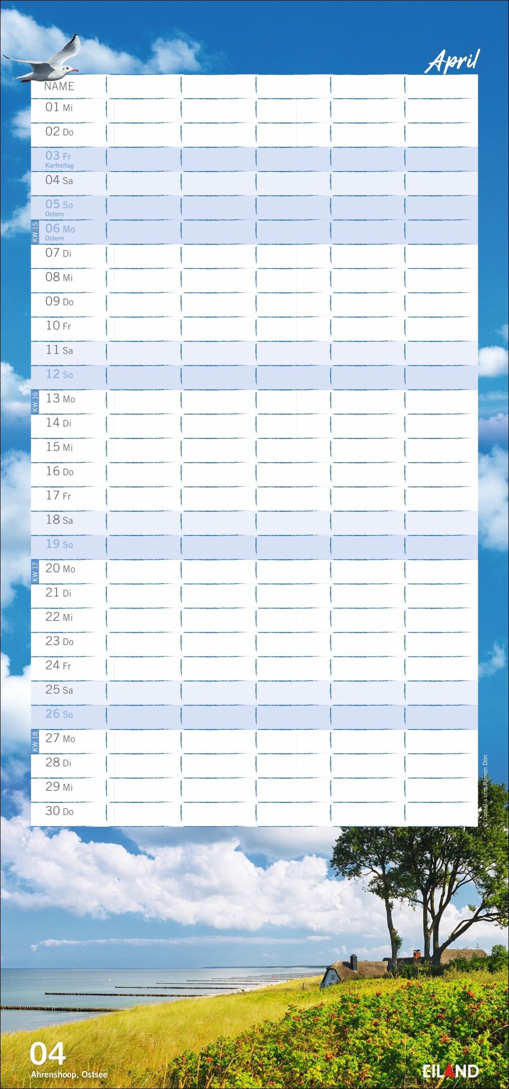 Beispielinhalt (Bild) Meerzeit Familienplaner 2026
