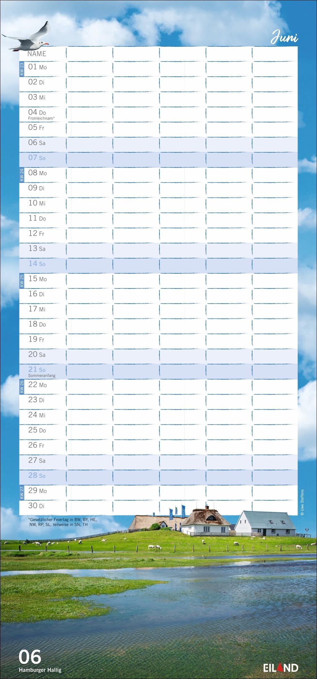 Beispielinhalt (Bild) Meerzeit Familienplaner 2026