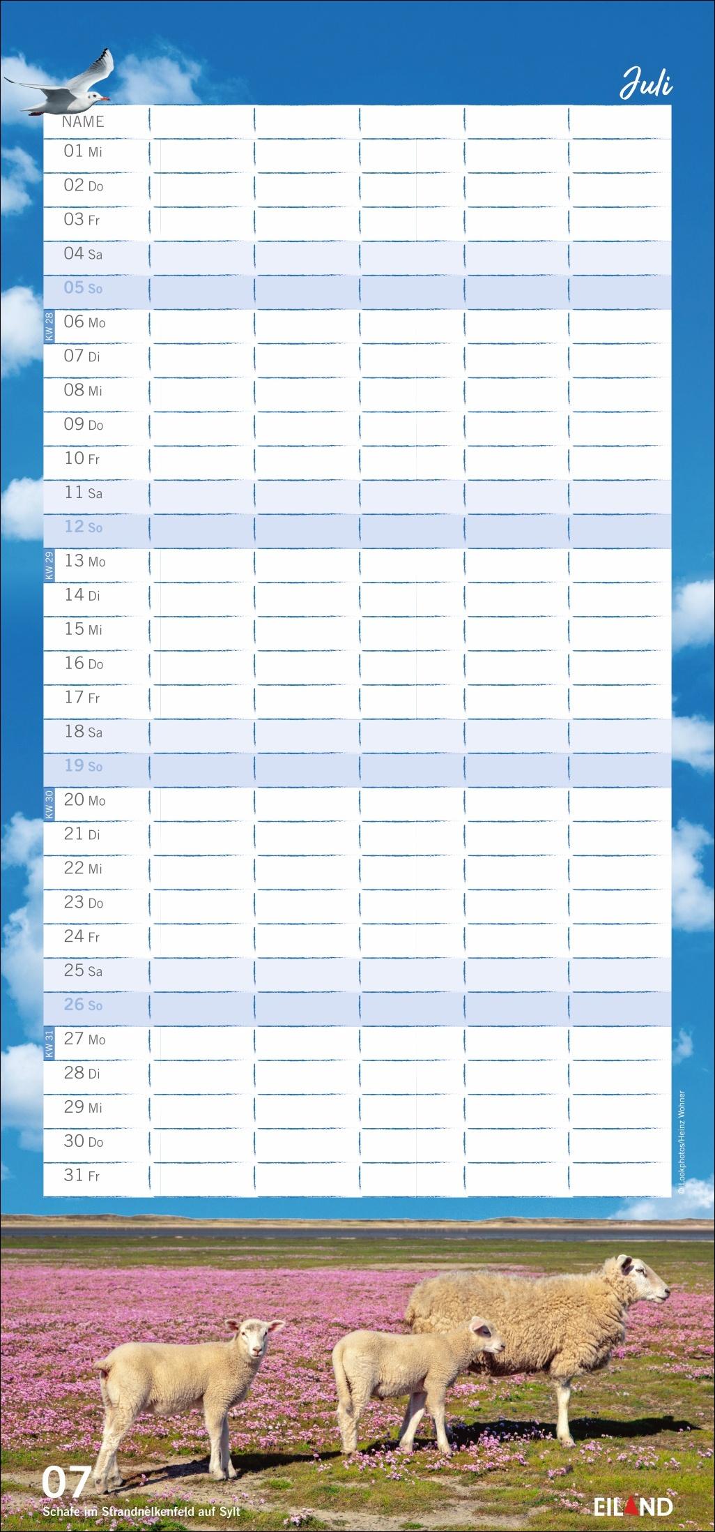 Beispielinhalt (Bild) Meerzeit Familienplaner 2026