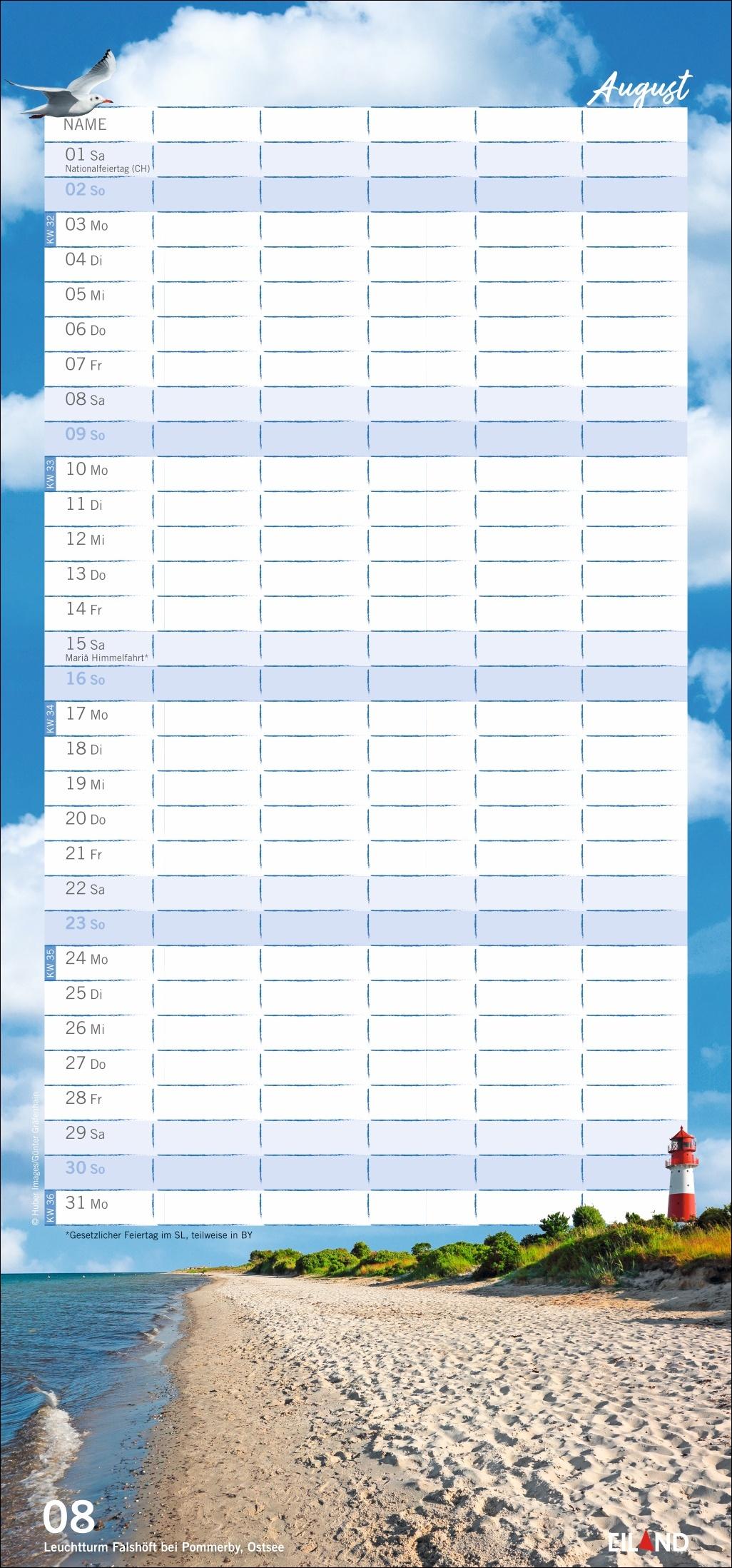 Beispielinhalt (Bild) Meerzeit Familienplaner 2026