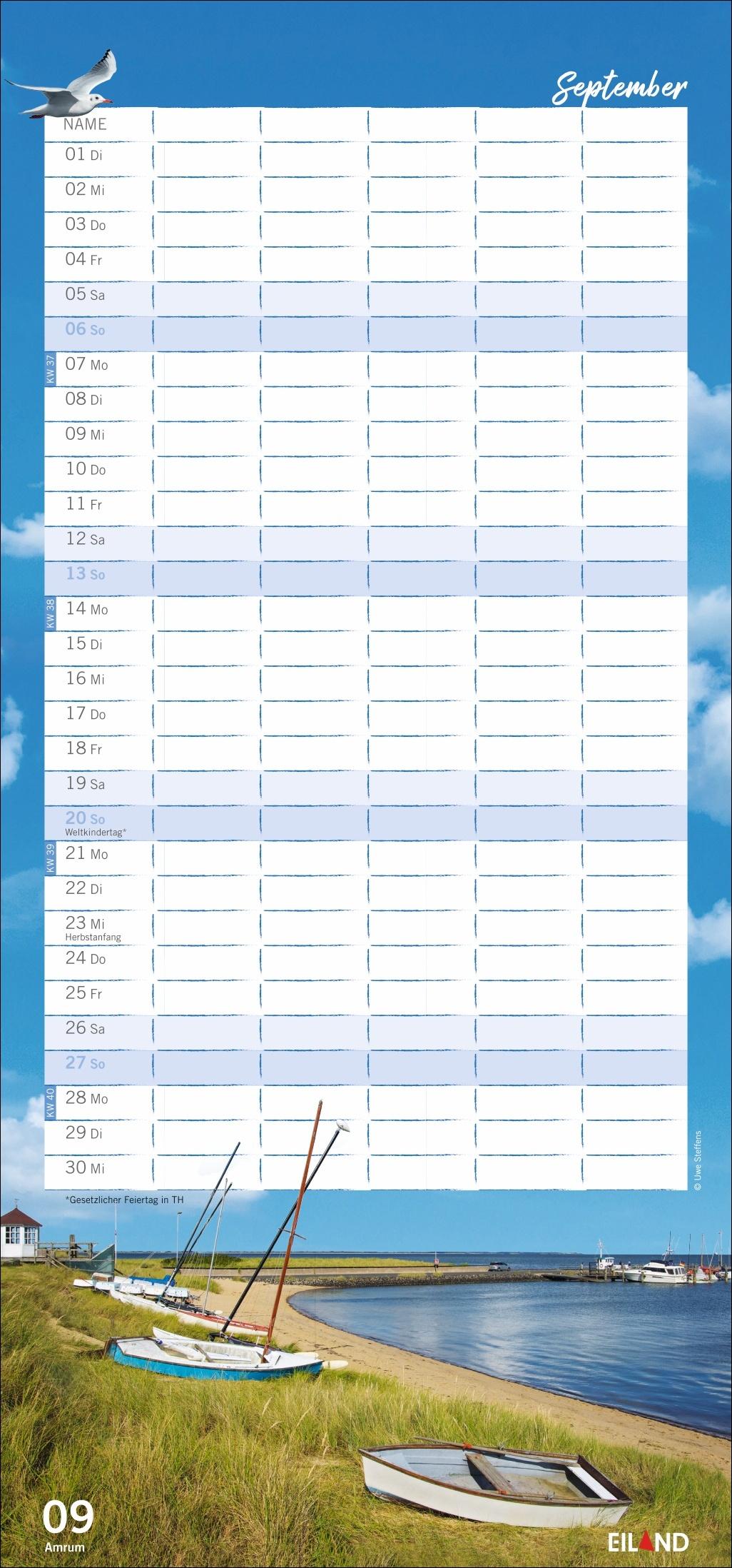 Beispielinhalt (Bild) Meerzeit Familienplaner 2026