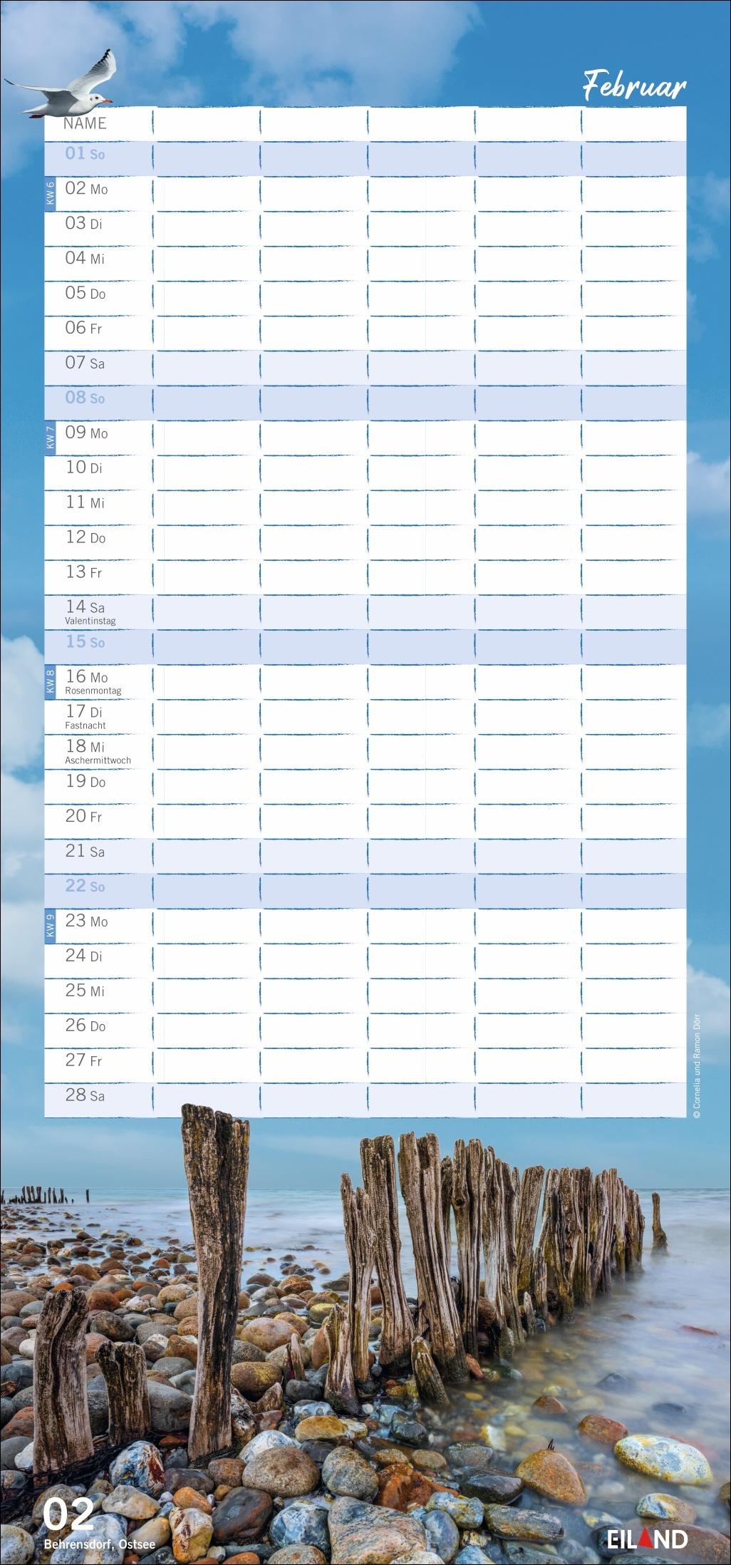 Beispielinhalt (Bild) Meerzeit Familienplaner 2026