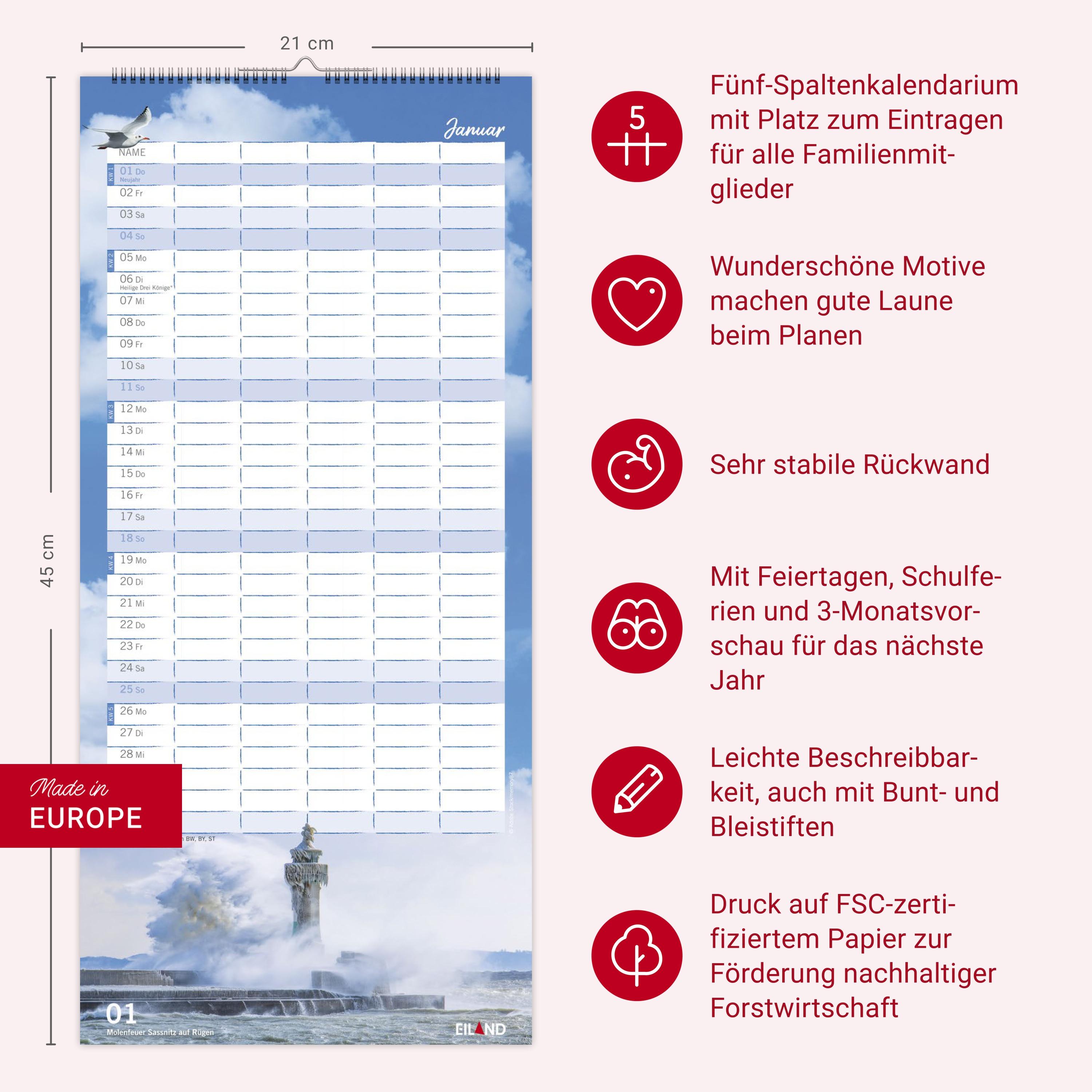 Beispielinhalt (Bild) Meerzeit Familienplaner 2026
