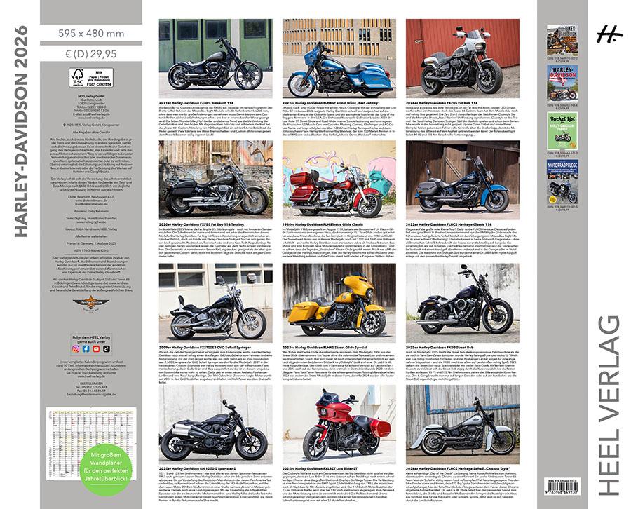 Beispielinhalt (Bild) Best of Harley Davidson Kalender 2026 Premium XXL