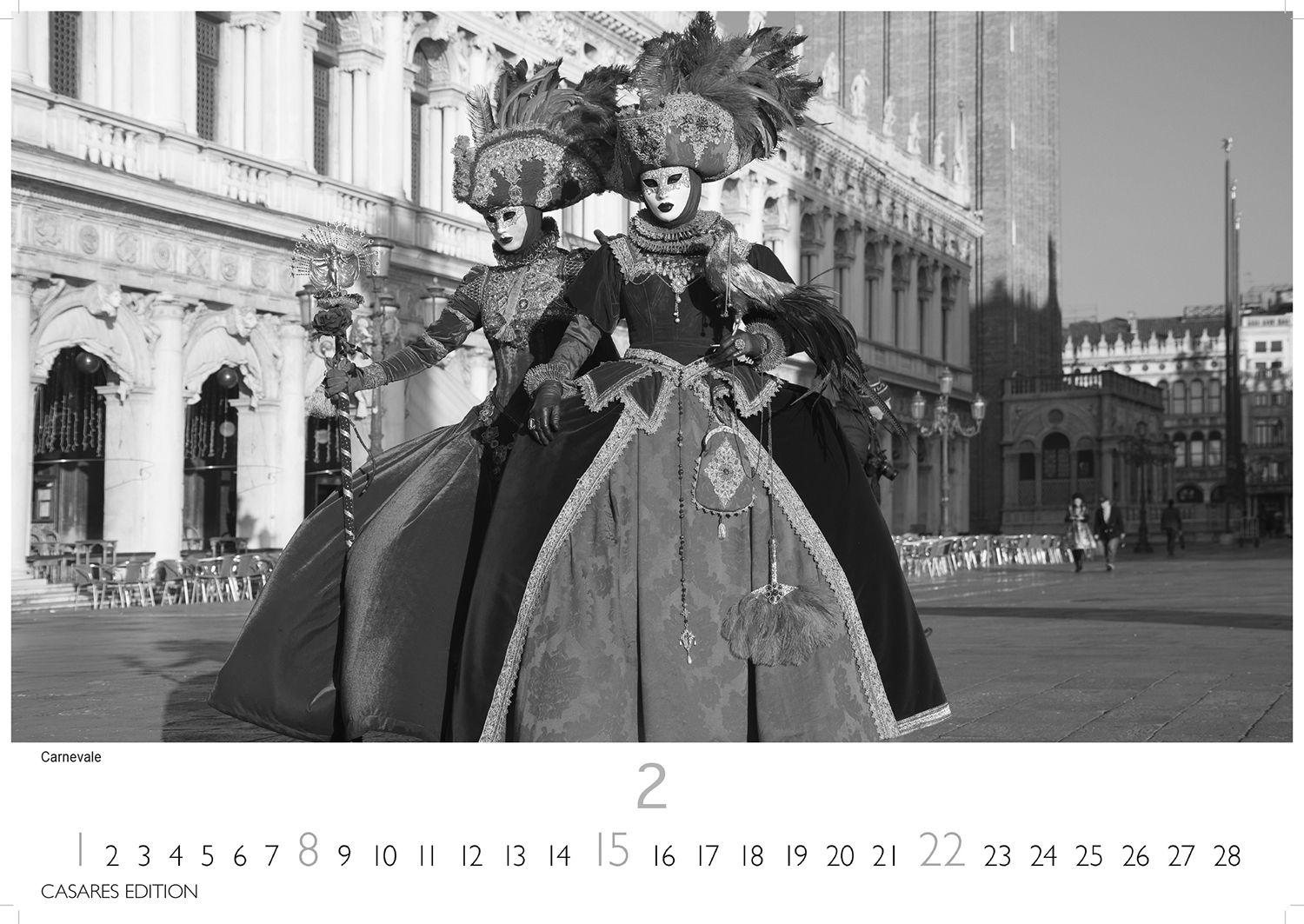 Beispielinhalt (Bild) Venedig schwarz-weiss Kalender 2026 - Wandkalender | Fotokalender Italien 42x55 cm - mit beeindruckenden Impresionen der Lagunenstadt