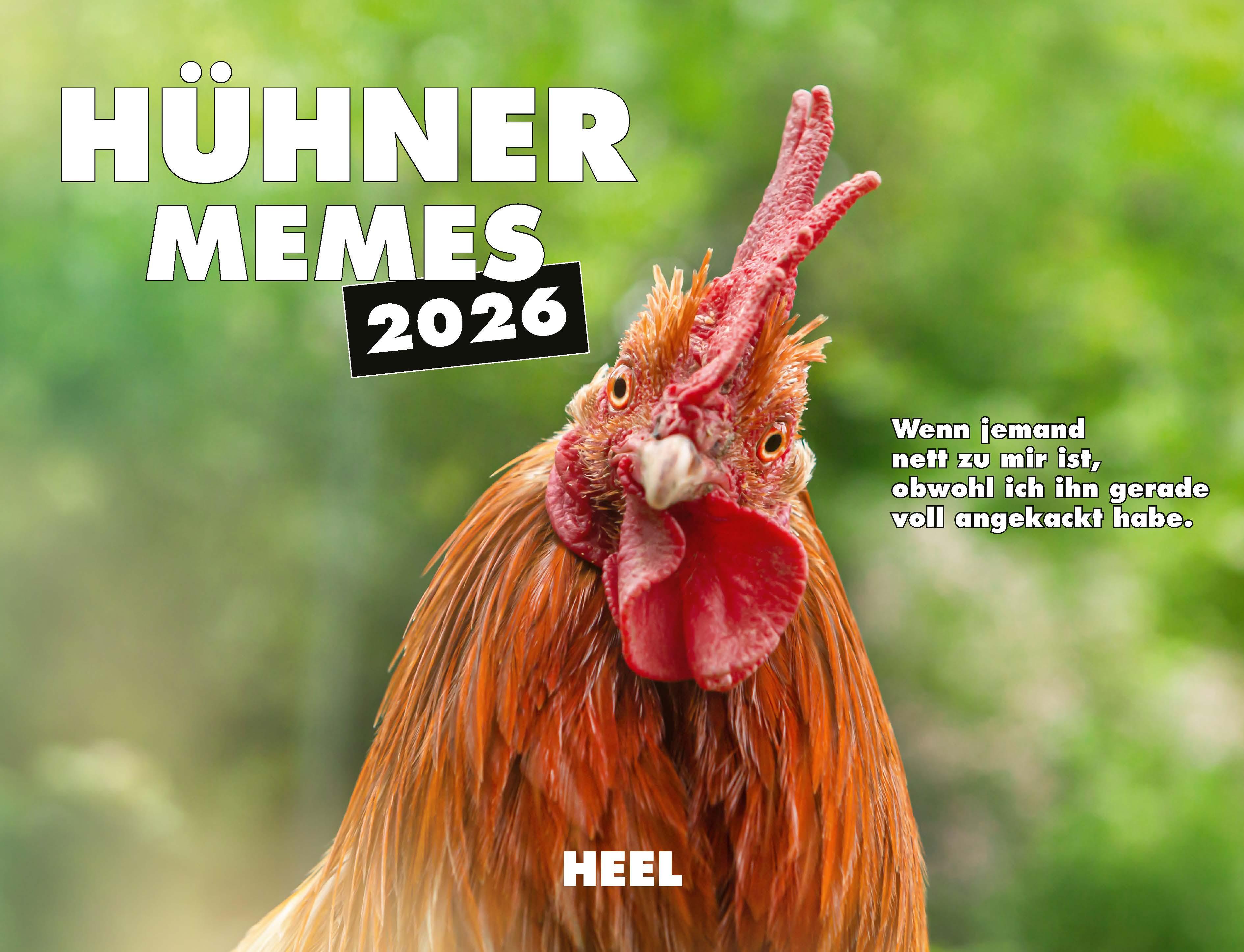 Vorderes Coverbild Kalender Hühner Memes 2026 Eintragkalender