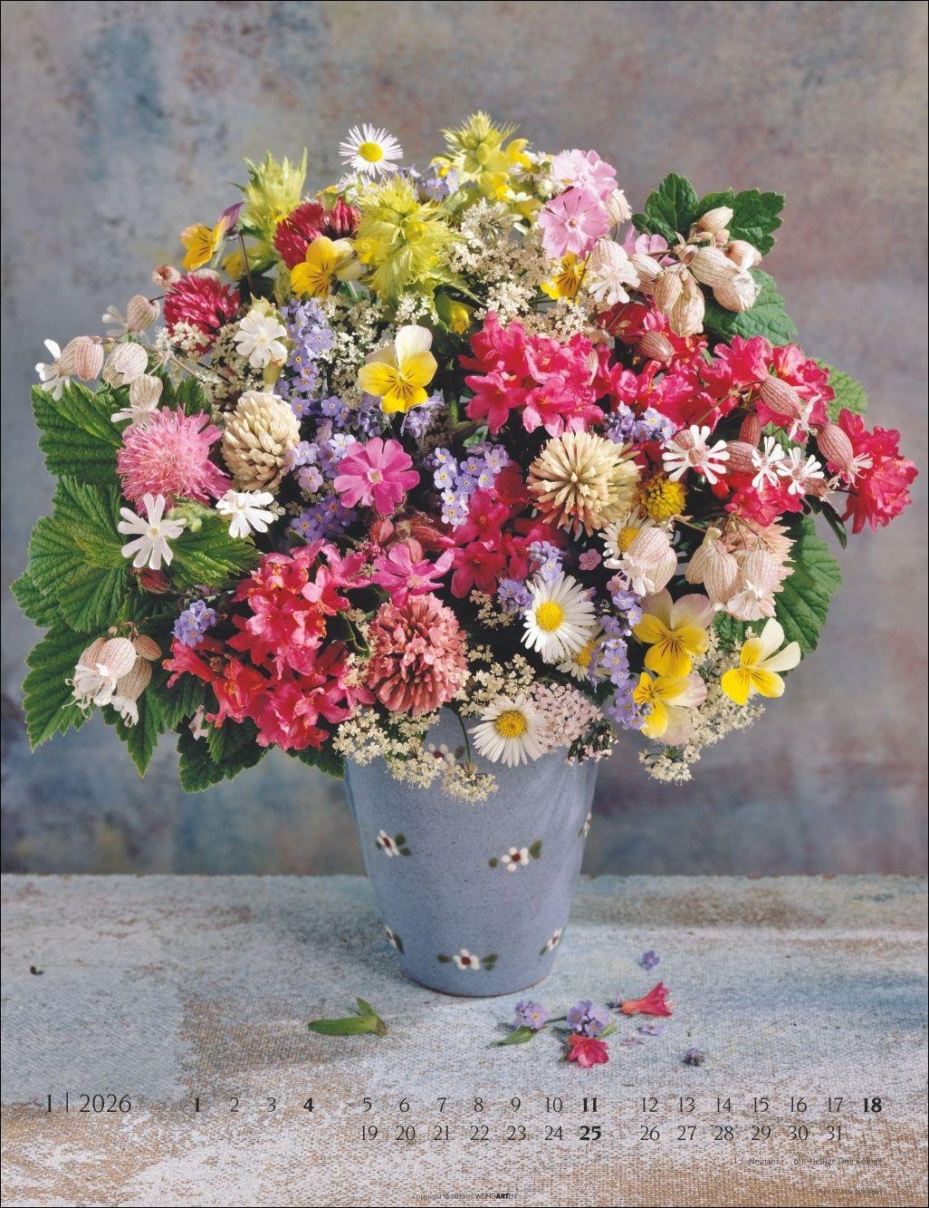 Beispielinhalt (Bild) Die schönsten Blumensträuße Kalender 2026
