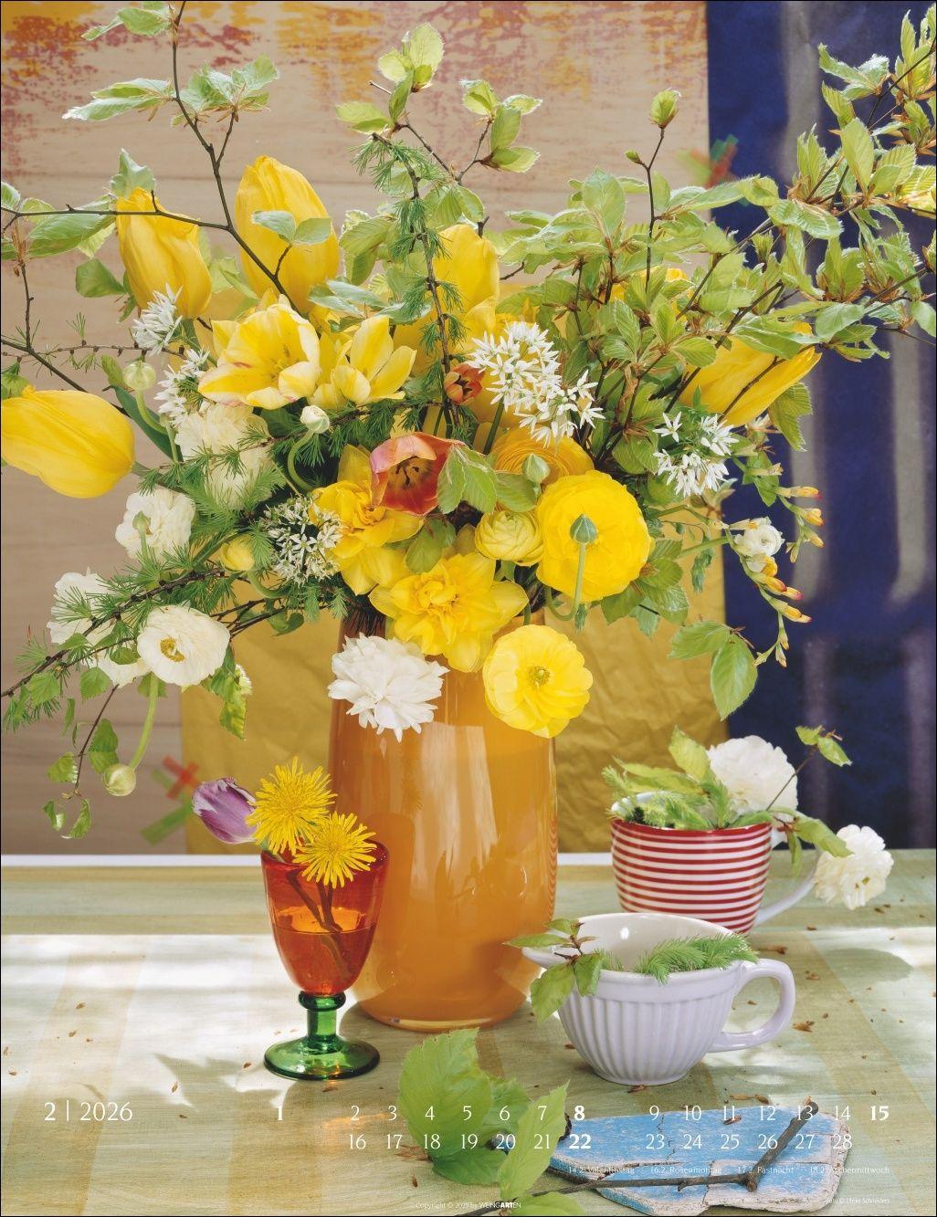 Beispielinhalt (Bild) Die schönsten Blumensträuße Kalender 2026